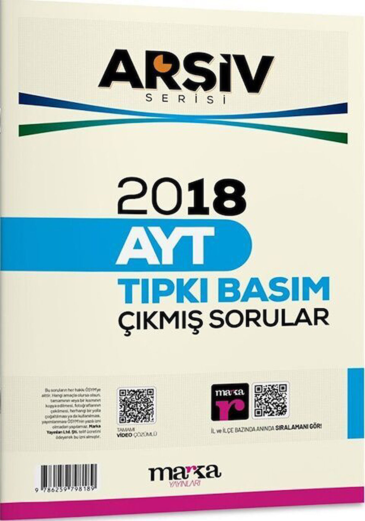 Marka Yayınları 2018 AYT Arşiv Serisi Tıpkı Basım Çıkmış Sorular