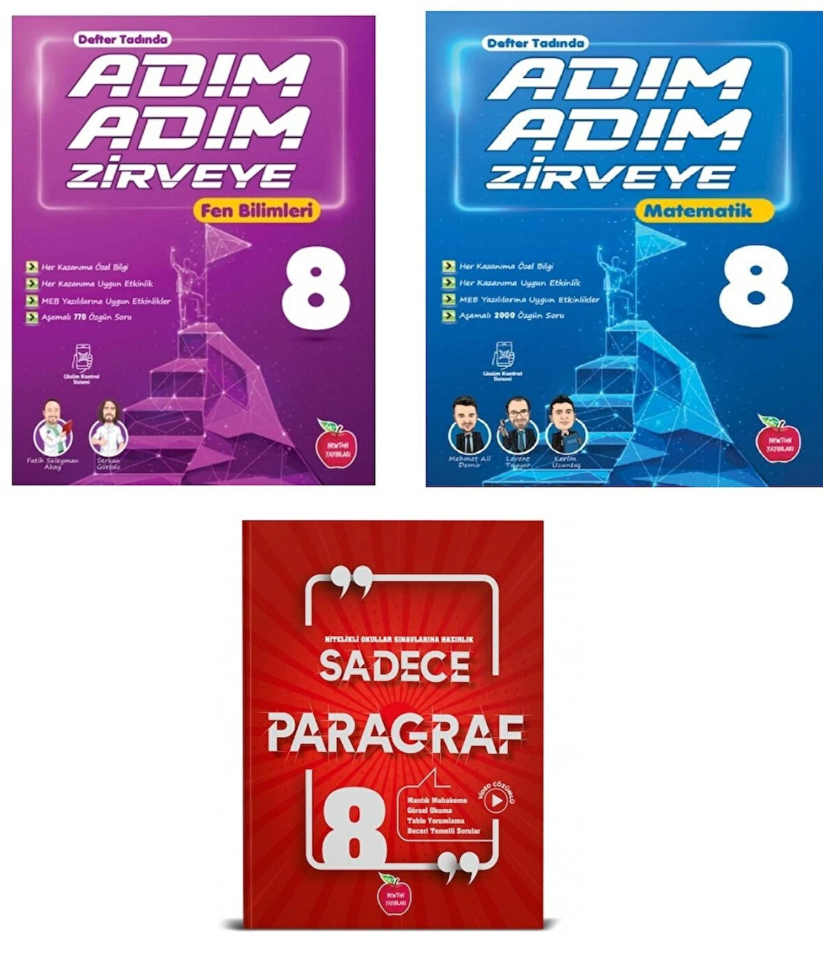 NEWTON 8.SINIF ADIM ADIM ETKİNLİKLİ KONU ANLATIMLI  SORU BANKALARI (MATEMATİK+FENBİLİMLERİ) + 8.SINIF SADECE PARAGRAF 3 LÜ SET