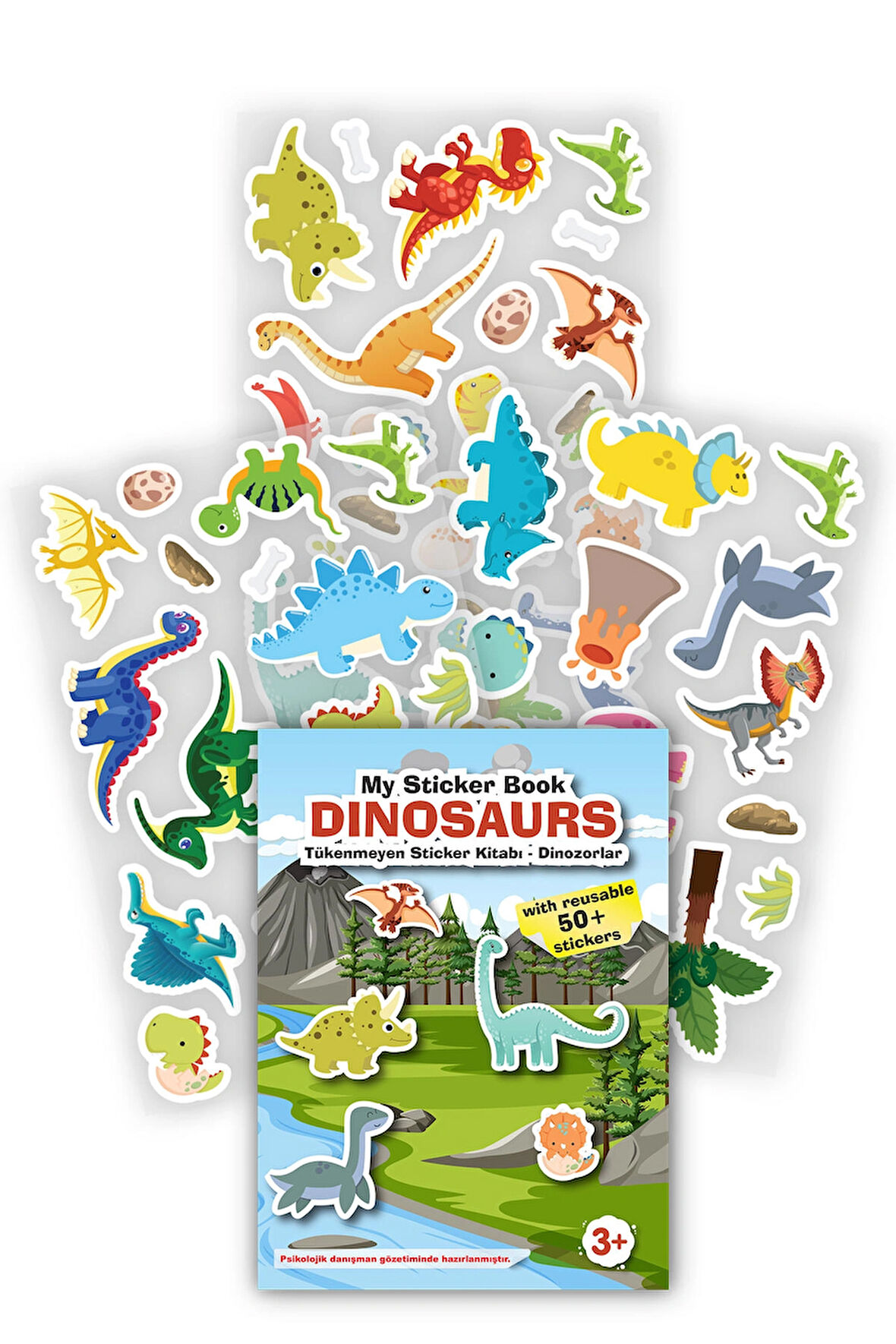 MY STİCKER BOOK '' DINOSAURS'' , TÜKENMEYEN STİCKER KİTABI DİNAZORLAR