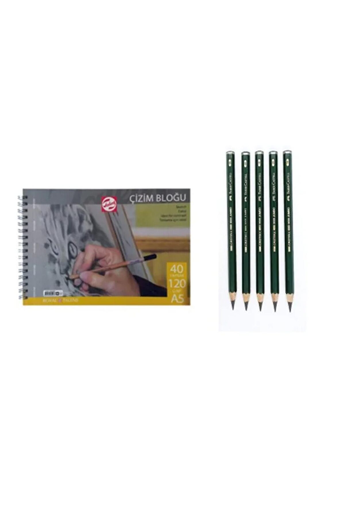Talens A5 Spiralli Eskiz Defteri Ve Faber 9000 Premium Dereceli Kalem Seti