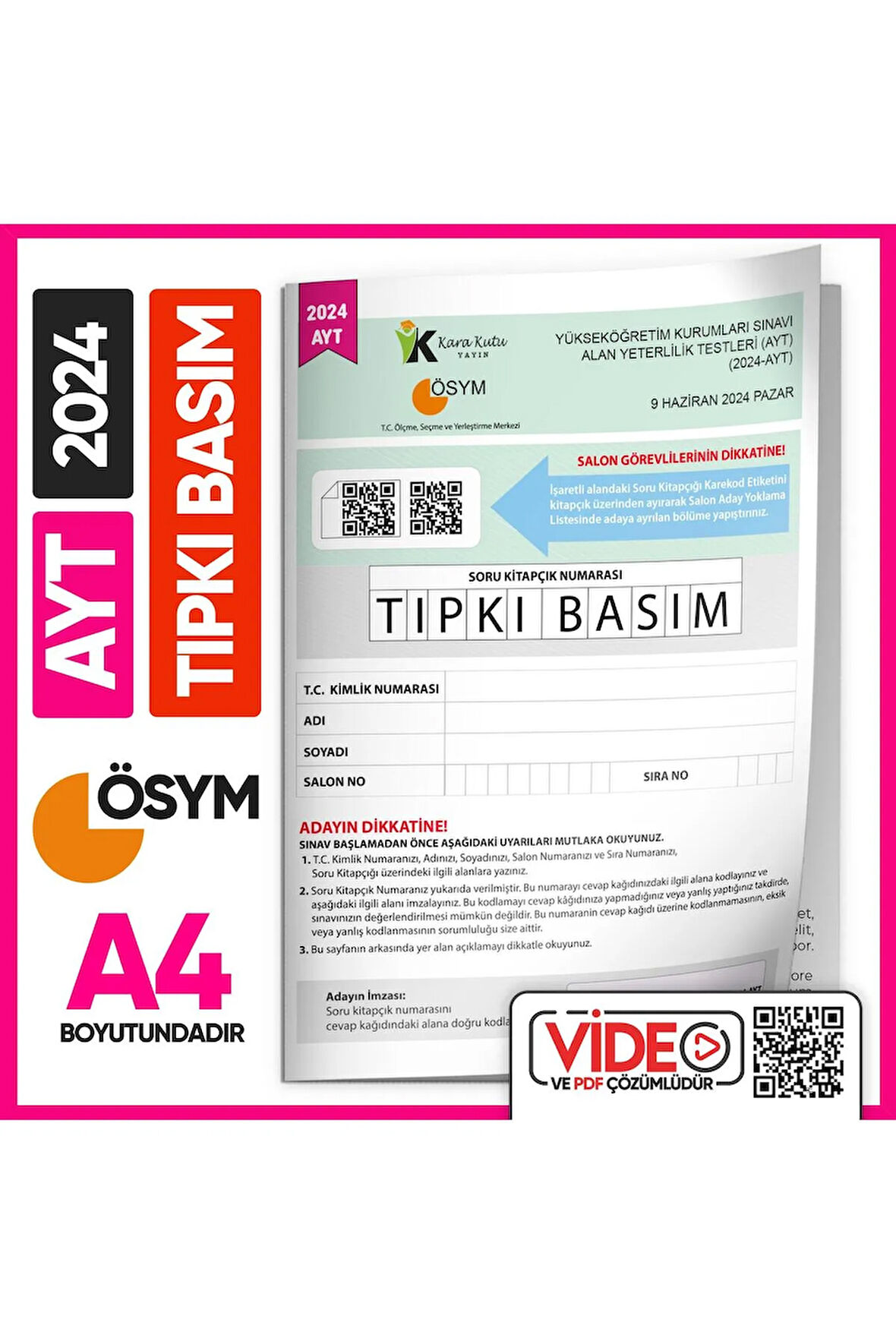 2024 TYT-AYT-MSÜ ÖSYM Çıkmış Soru Tıpkı Basım 3 Kitapçık Seti (Video Çözümlü Türkiye Geneli)