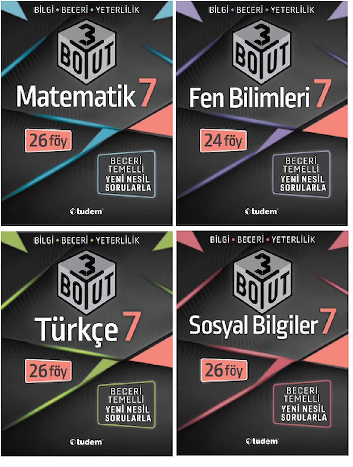 Tudem 7.Sınıf 3 Boyut 4'lü Föy SET