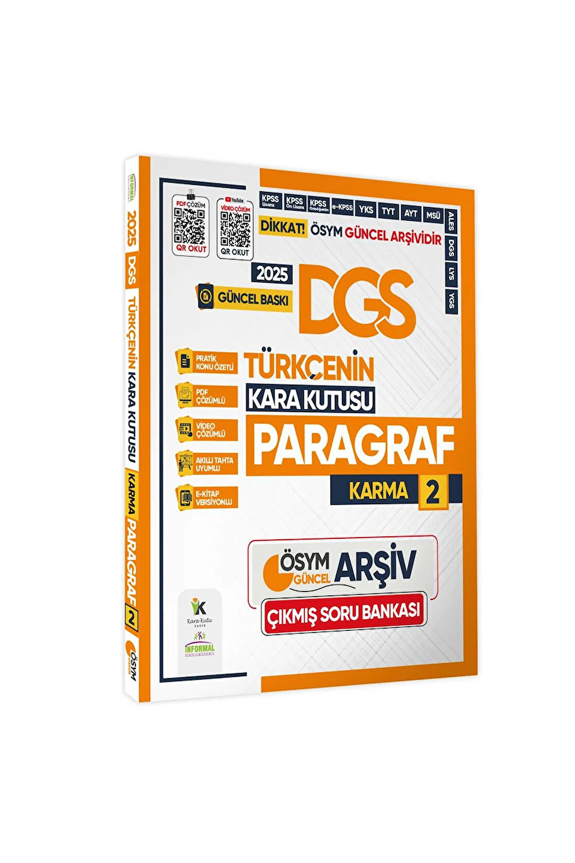 2025 DGS Türkçenin Kara Kutusu PARAGRAF 2 KARMA ÖSYM Çıkmış Soru Bankası K. Özetli Video/PDF Çözümlü