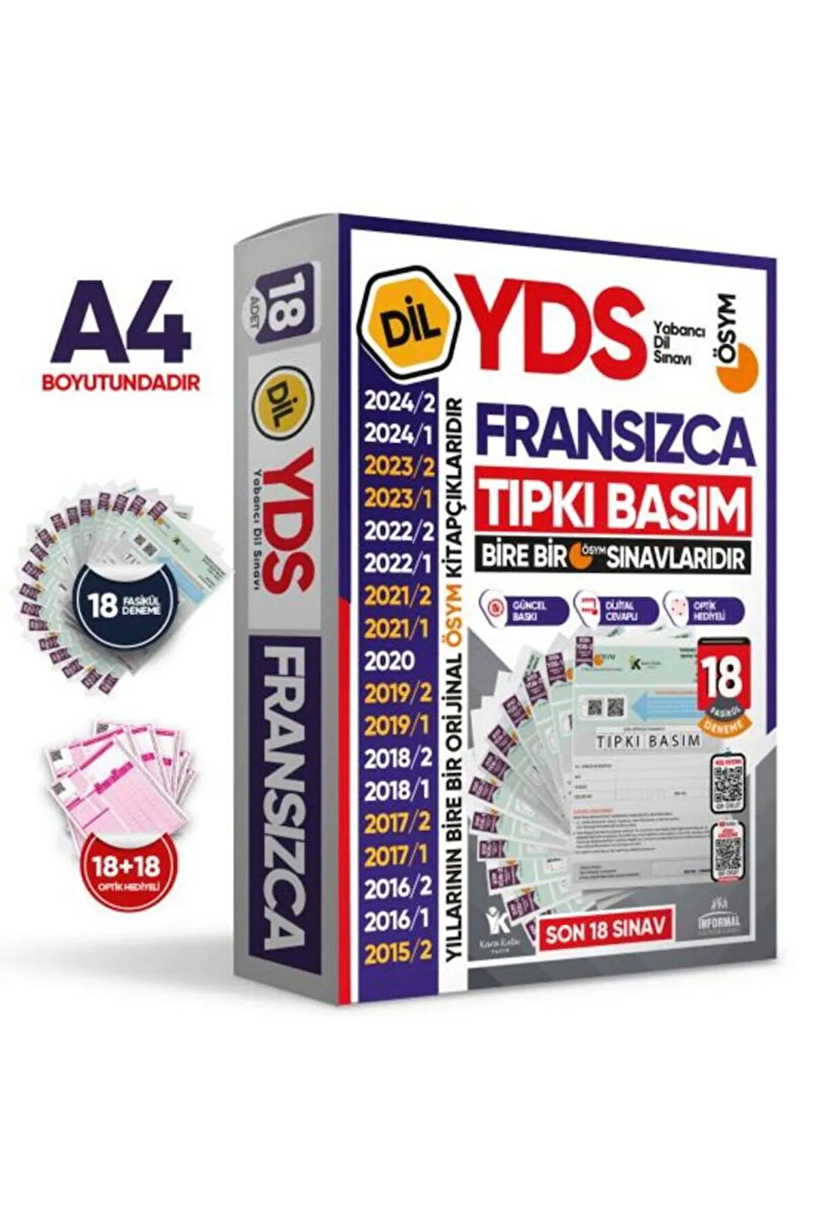 2025 YDS Fransızca ÖSYM Tıpkı Basım Çıkmış Soru Deneme Paketi 18li Fasikül SETİ