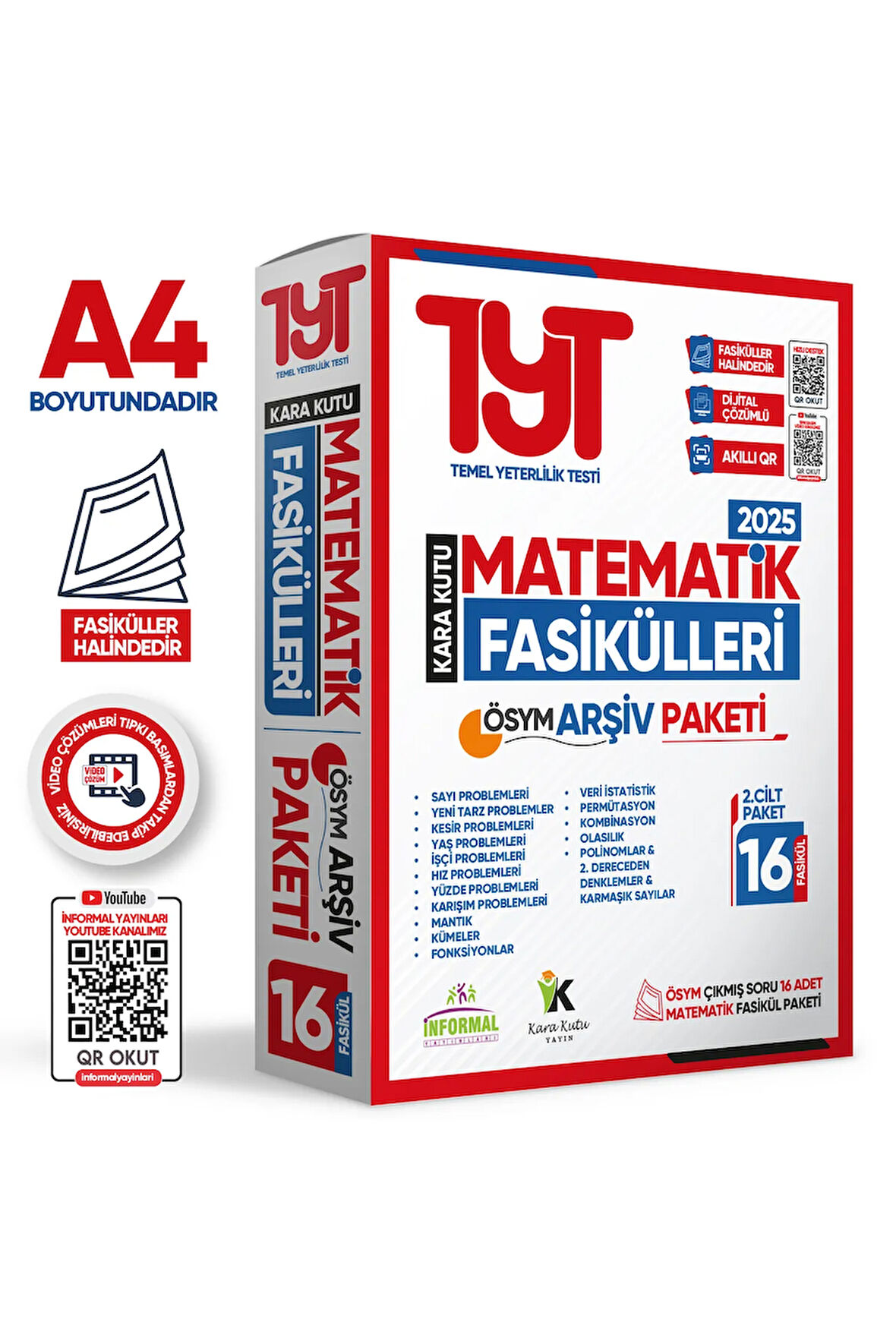 2025 YKS-TYT MATEMATİK Kara Kutu 2.Cilt Fasikül SETİ (16lı) ÖSYM Çıkmış Soru Bankası Çözümlü PAKET