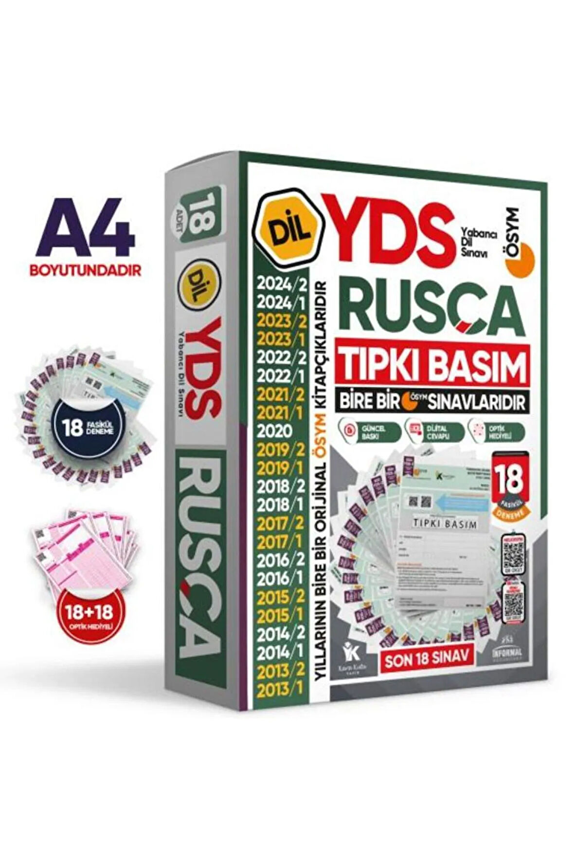 2025 YDS Rusça ÖSYM Tıpkı Basım Çıkmış Soru Deneme Paketi 18li Fasikül SETİ