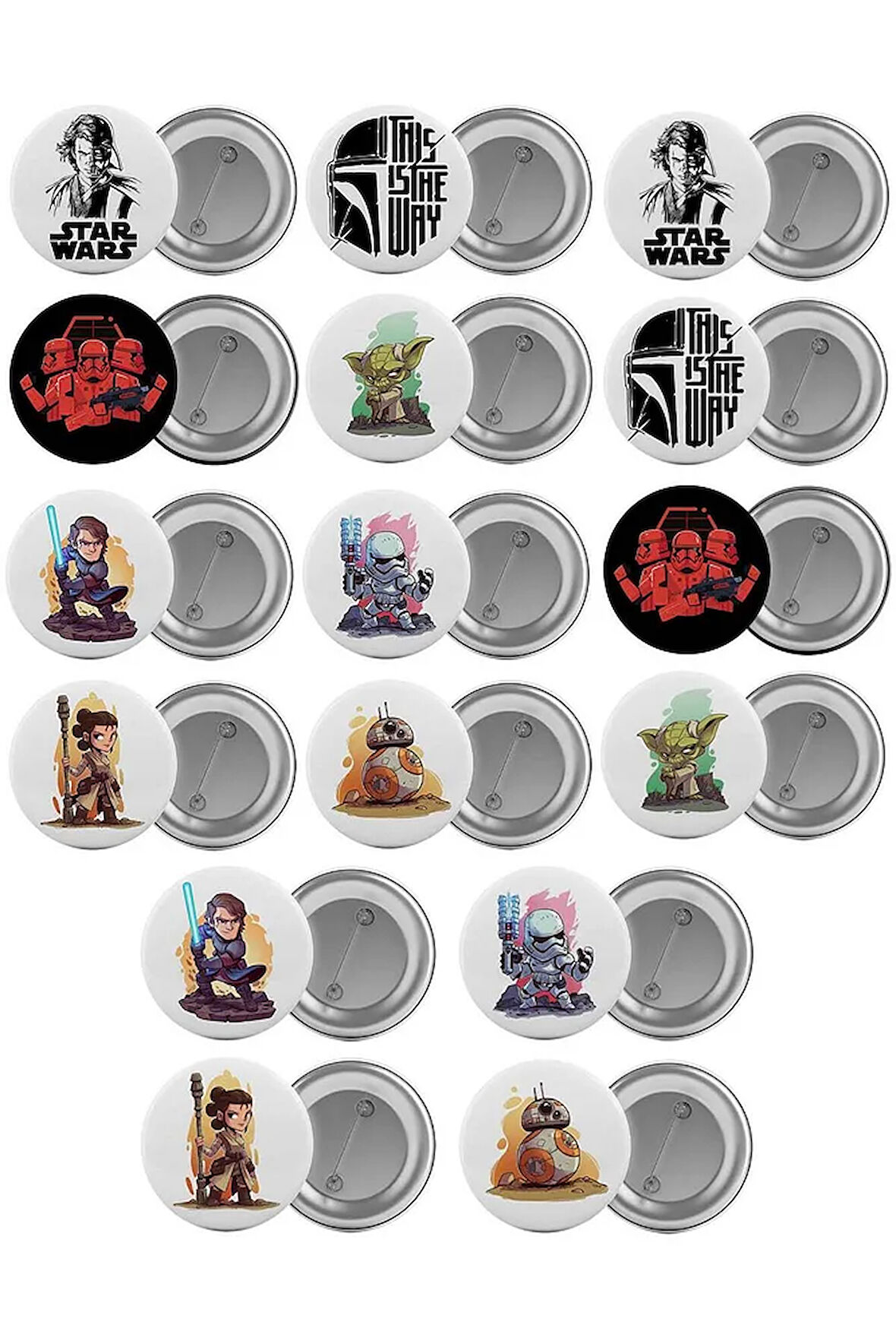 Star Wars Çanta Rozeti Seti 16 Adet En Büyük Boy 5.8cm İğneli Broş