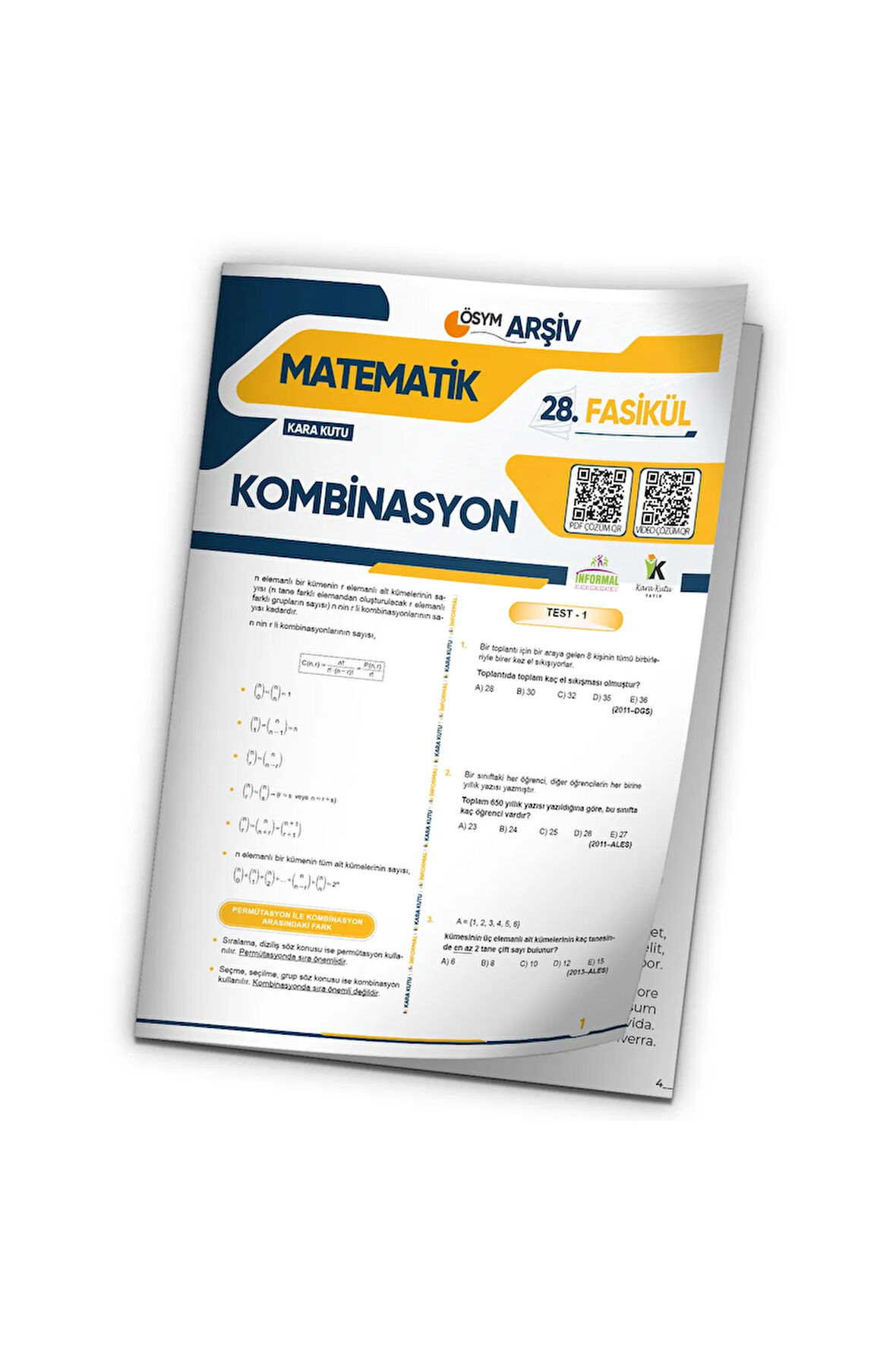 2025 ALES Matematik Kombinasyon ÖSYM Çıkmış Soru Bankası Modüler Set Çözümlü 28.Fasikülü