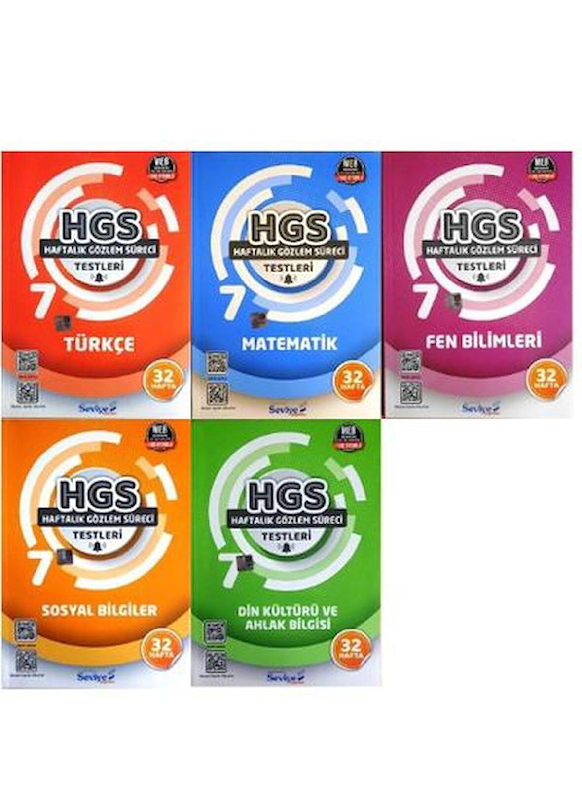 7. Sınıf Haftalık Gözlem Süreci Testleri SET (5 Kitap) 32 Hafta (HGS) Seviye Yayınları