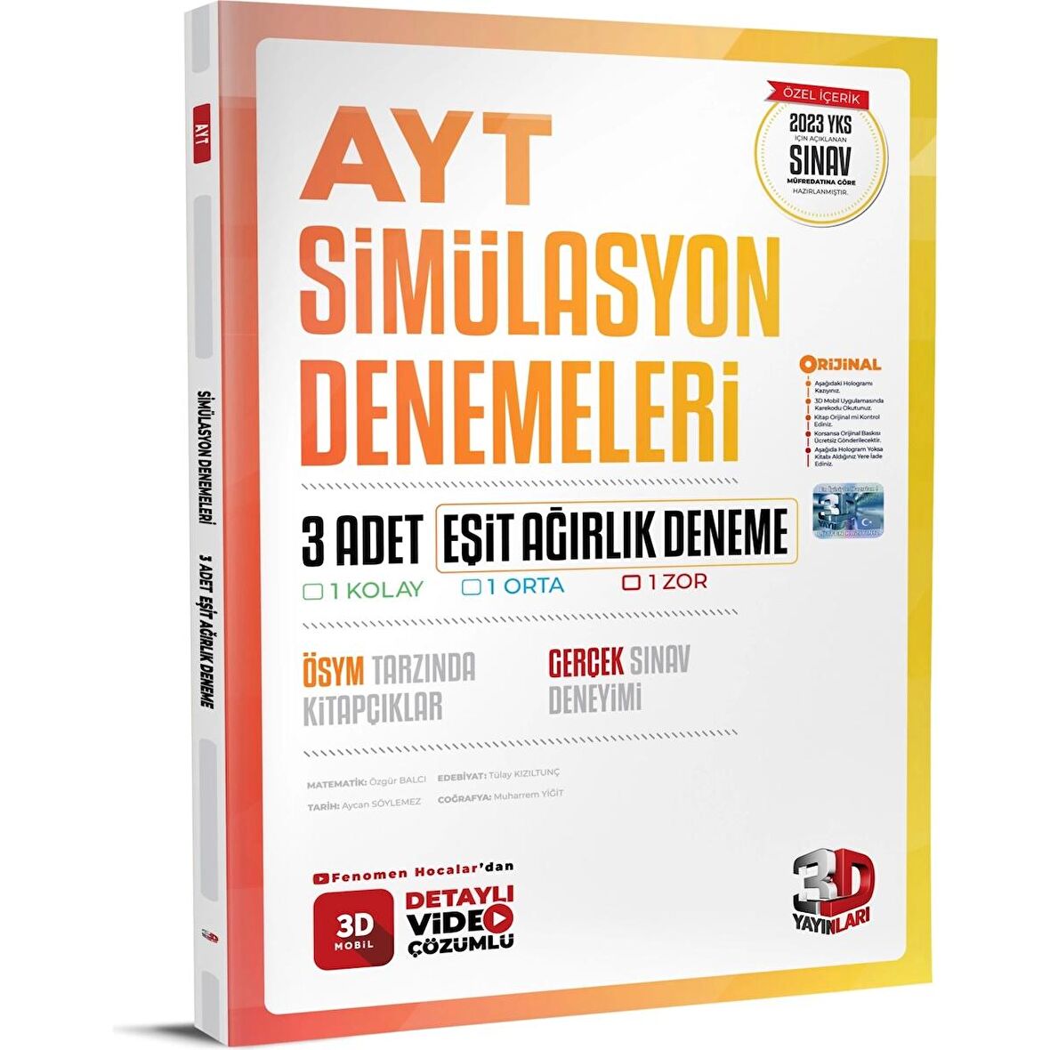 2023 AYT 3D Eşit Ağırlık 3'lü Simülasyon Deneme