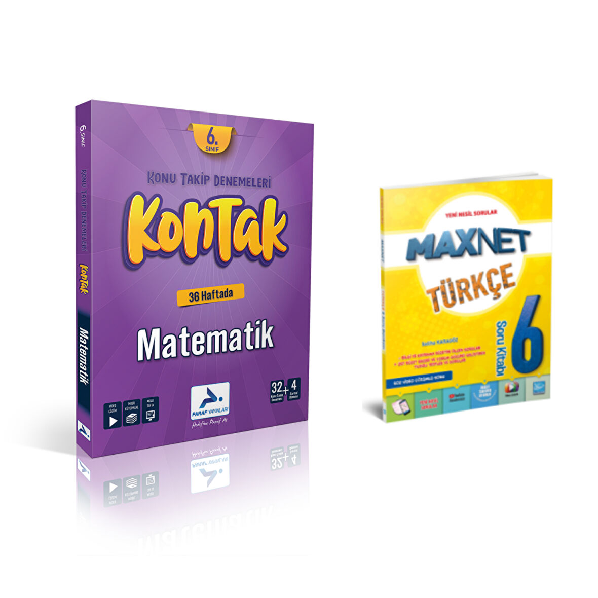 Paraf Yayınları 6.Sınıf Kontak Matematik Deneme &  6.Sınıf Türkçe Soru Kitabı