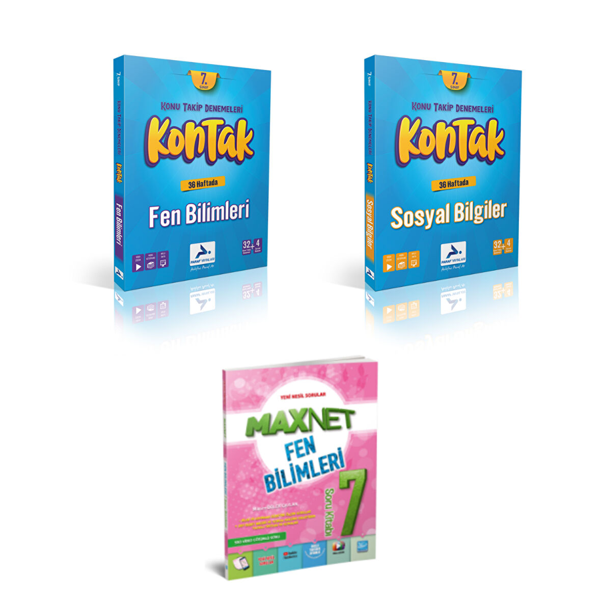 Paraf Yayınları 7.sınıf Kontak Sosyal Bil. Fen Bil. Denemeleri &  7.sınıf Fen Bil. Soru Kitabı
