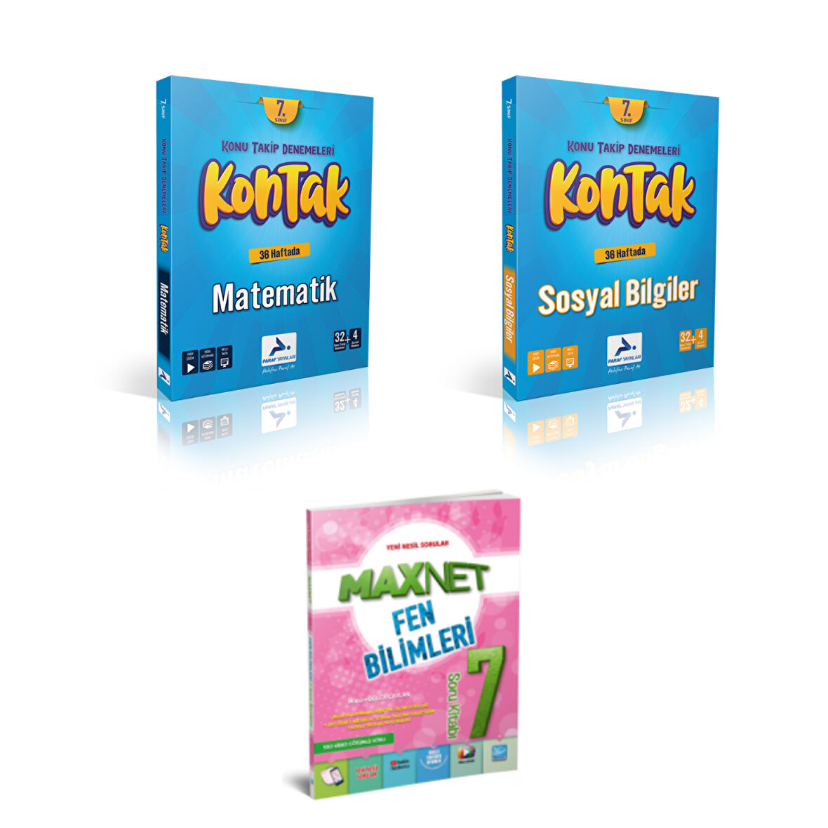 Paraf Yayınları 7.sınıf Kontak Matematik Sosyal Bil. Denemeleri &  7.sınıf Fen Soru Kitabı