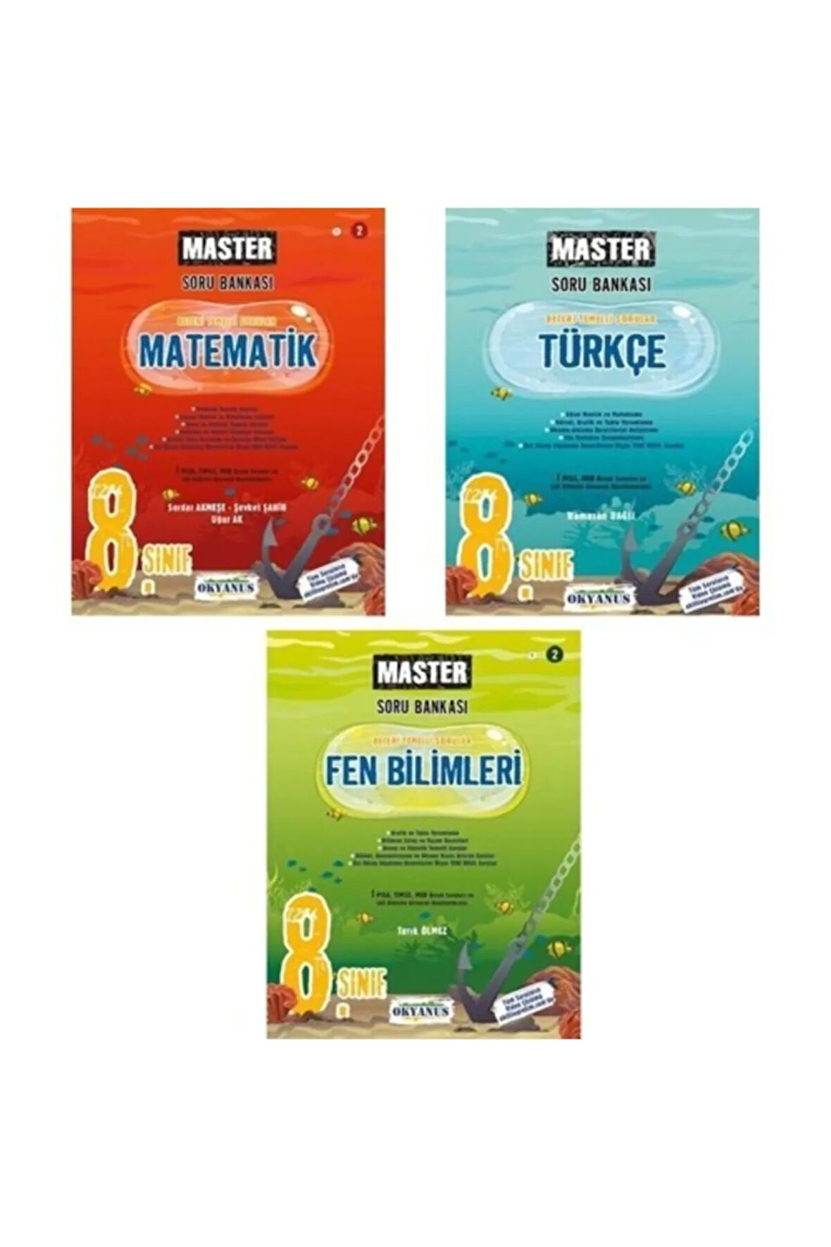 Okyanus Yayınları 8.sınıf Master Matematik - Türkçe - Fen Bilimleri Soru Bankası Seti