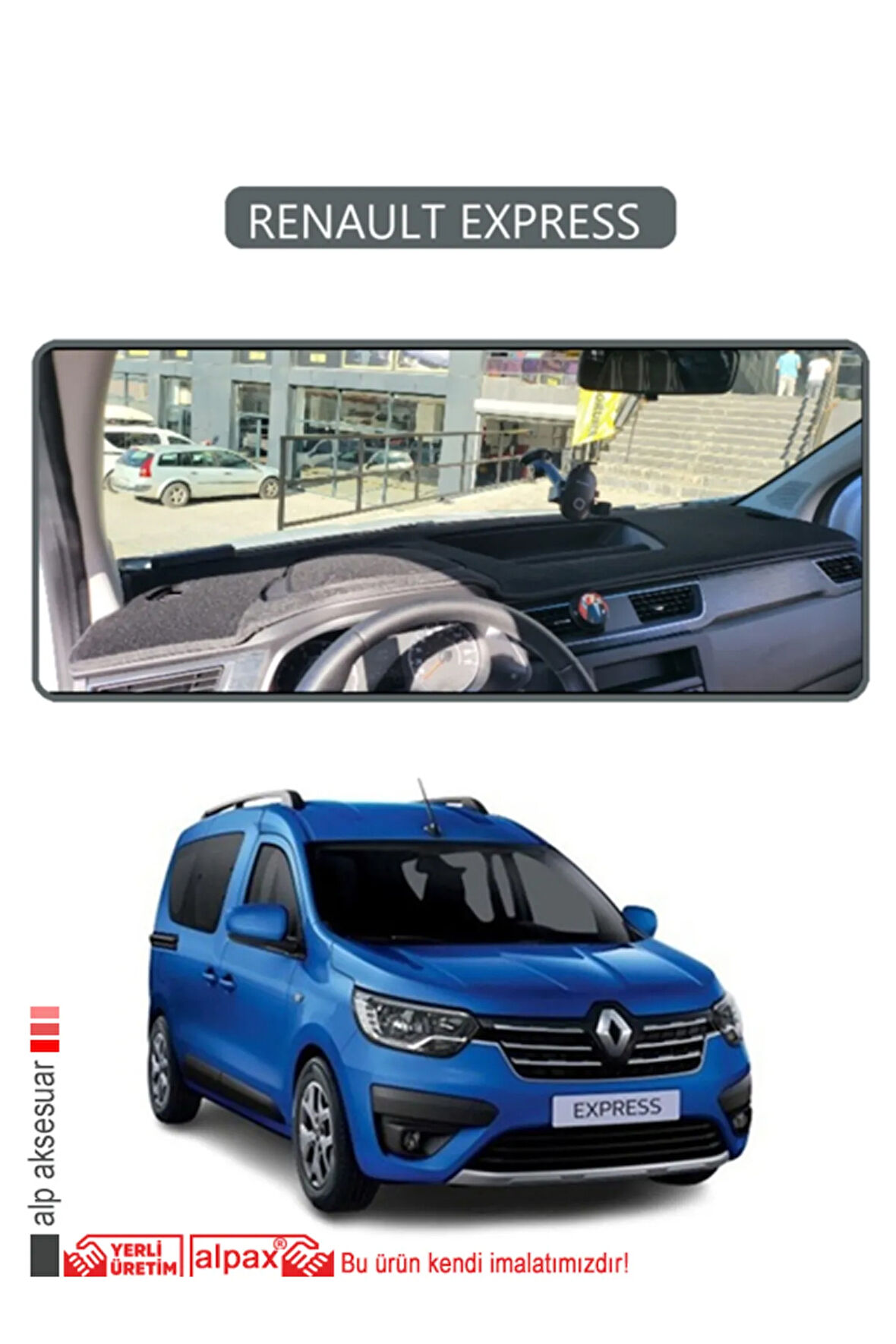 Renault Express Torpido Koruma  Halısı -  Gri Kenar