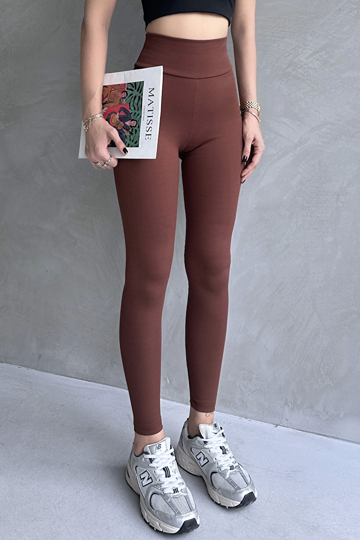 Kadın Kahverengi Yüksek Bel Toparlayıcı Ve Sıkılaştırıcı Tayt Yüksek Kalite Spor Ve Günlük Kullanım