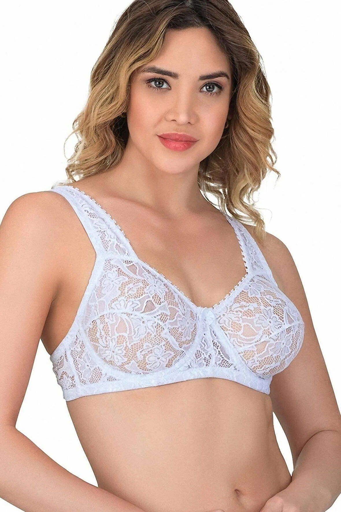 Kadın Beyaz Toparlayıcı Minimizer Dantelli Sütyen