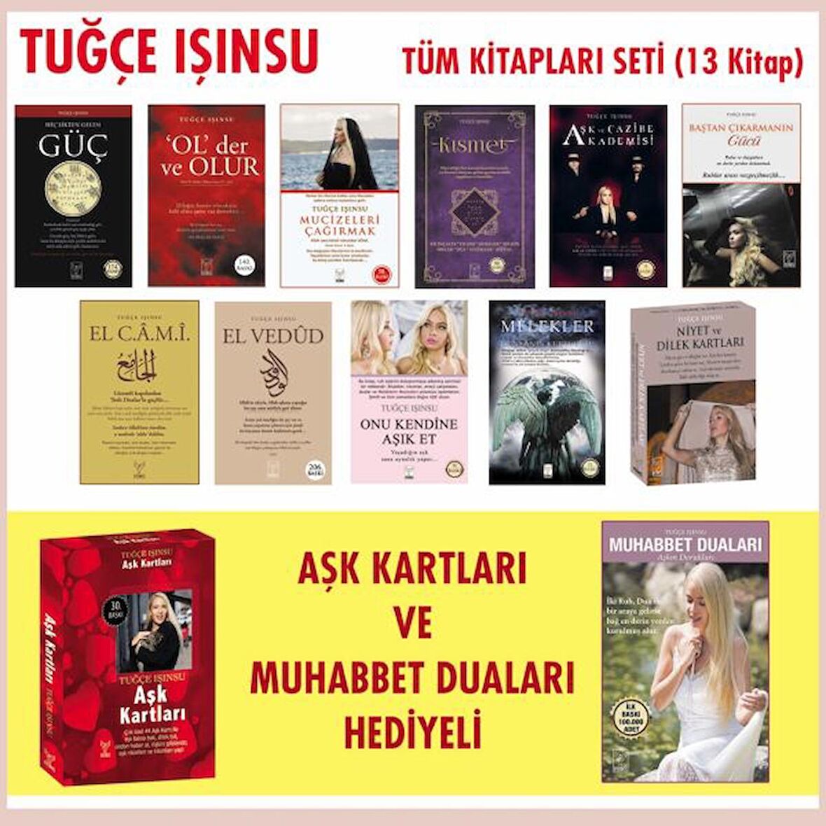 Tuğçe Işınsu Tüm Kitapları Seti (11 Kitap - Aşk Kartları ve Muhabbet Duaları Hediyeli)