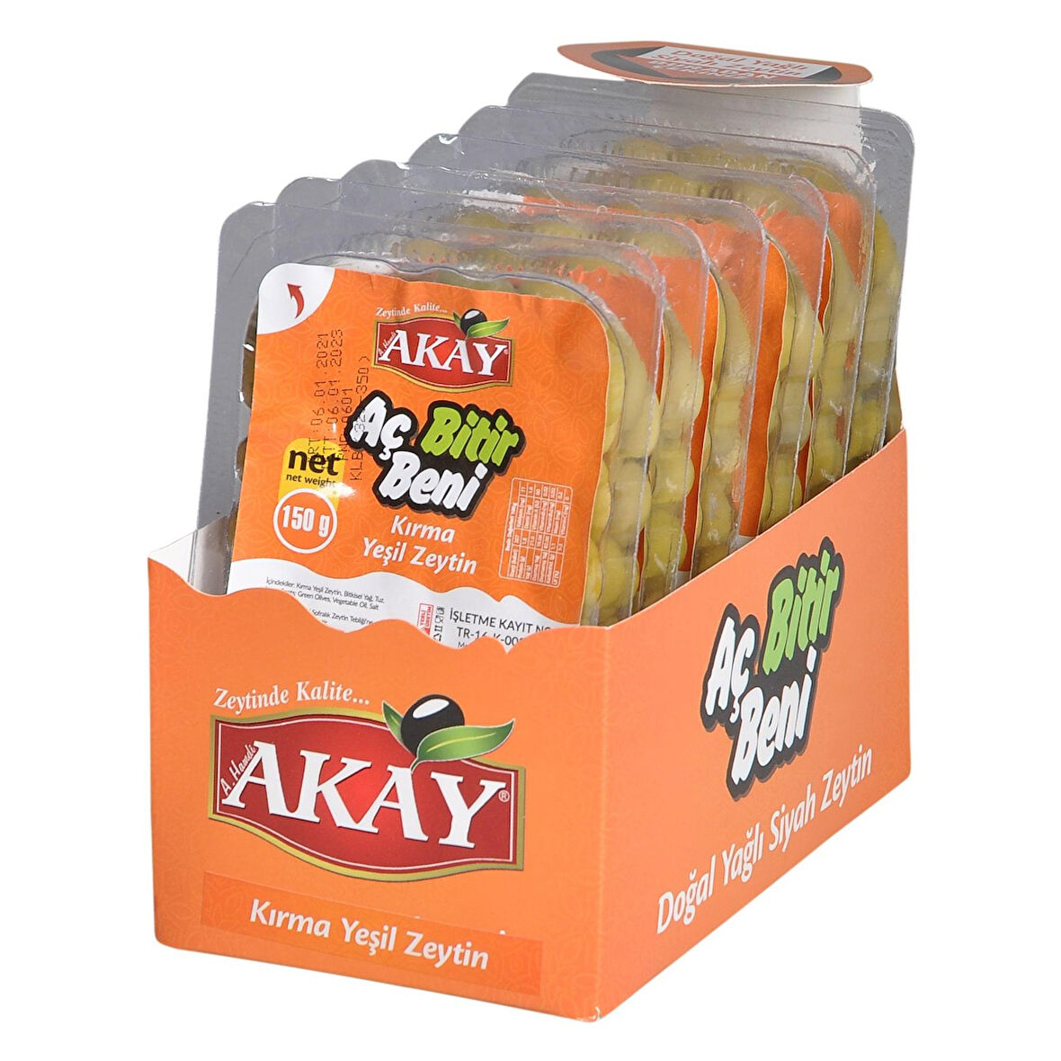 Akay Kırma Yeşil Zeytin Aç Bitir 150 gr x 6 Adet
