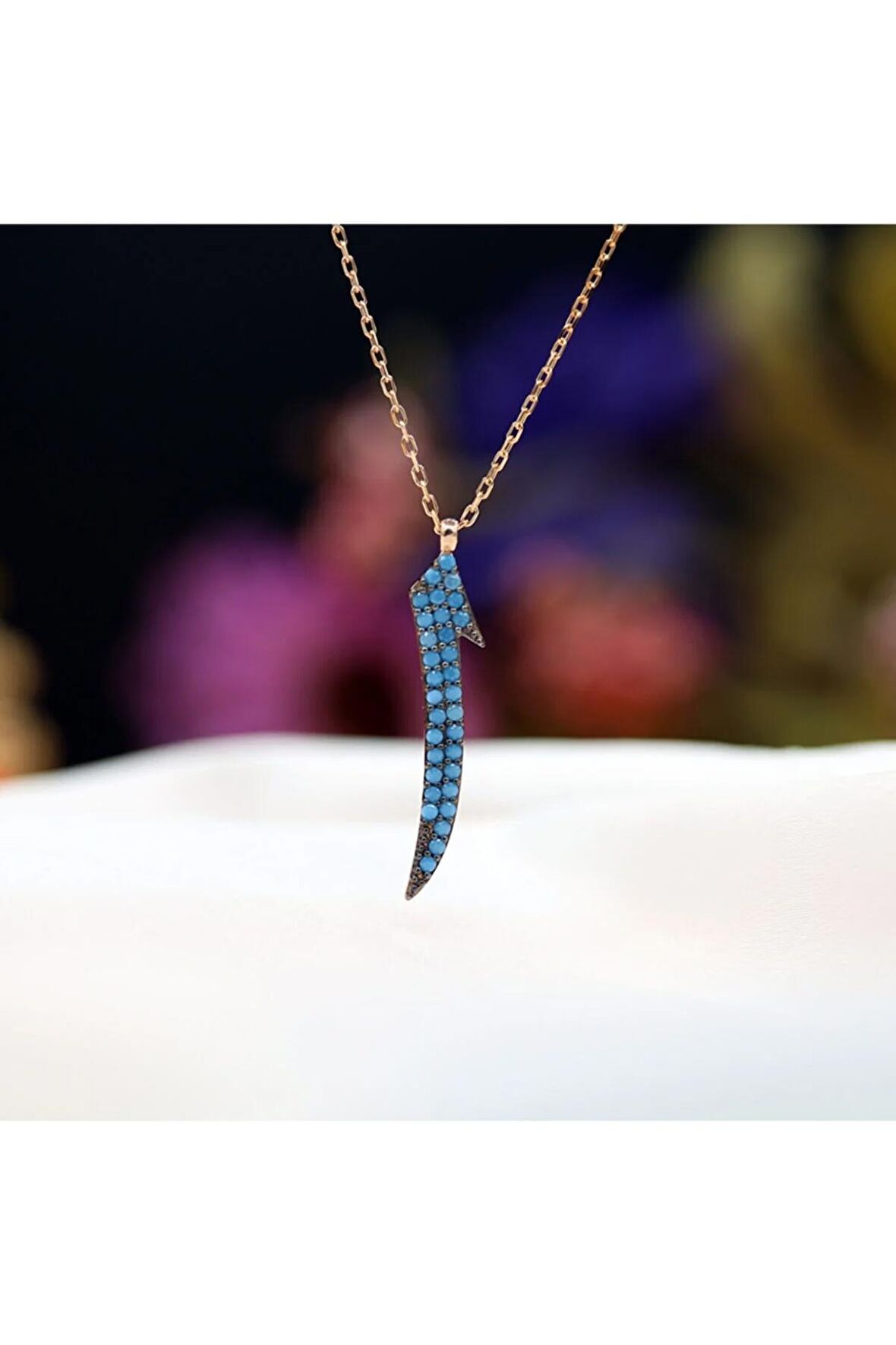 Kadın Turkuaz Taşlı Elif 925 Ayar Gümüş Kolye