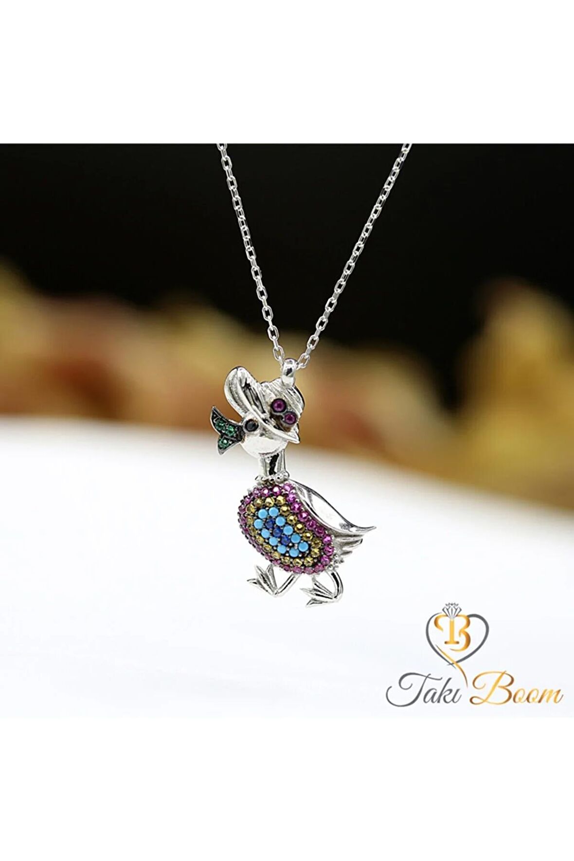 Nazar Boncuklu Ördek Kolye 925 Ayar Gümüş