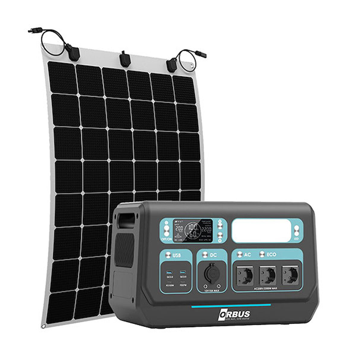 Orbus 2200W Taşınabilir ve DMR-TECH 110W Esnek Panel