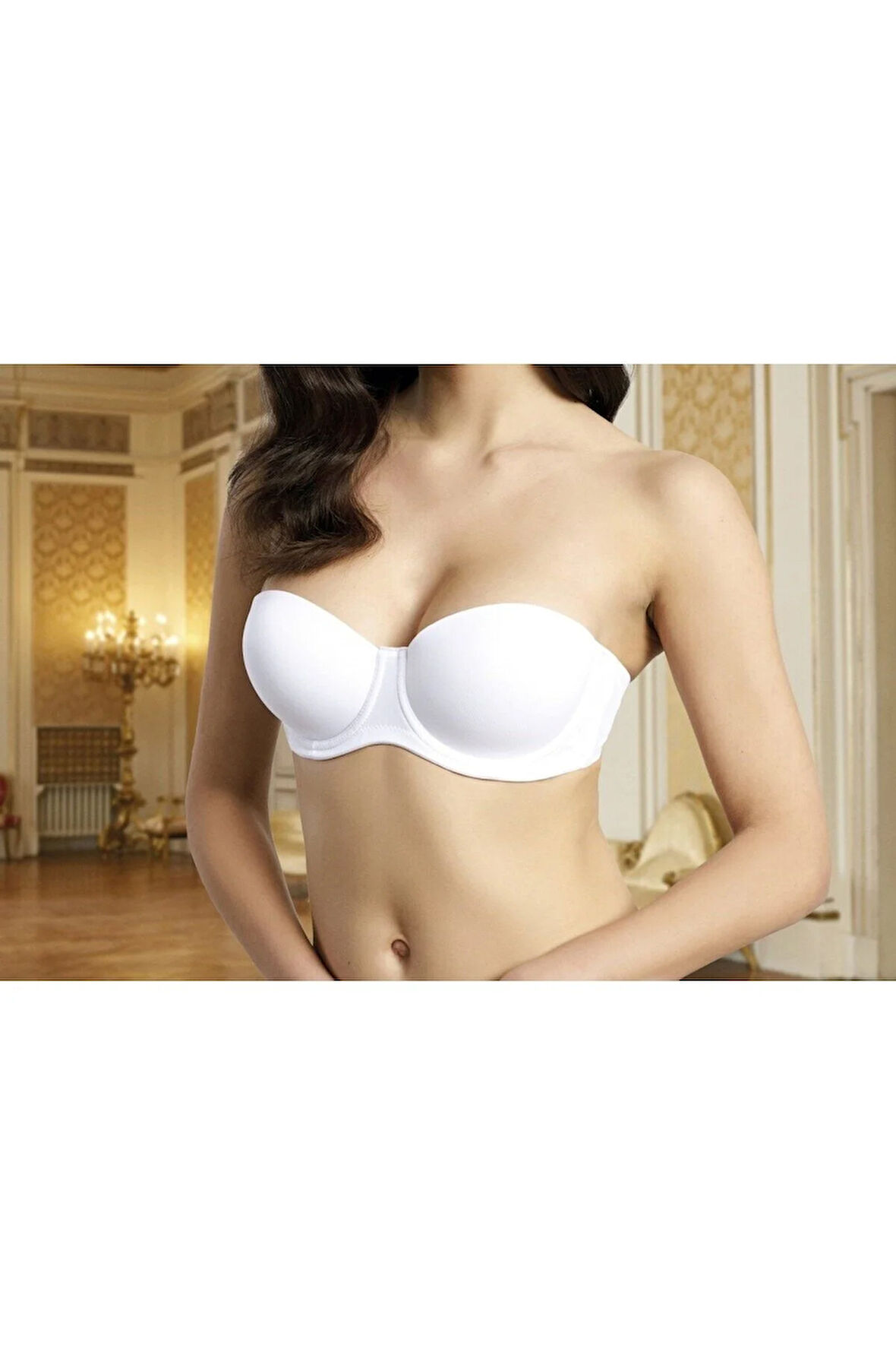 Kadın Beyaz Desteksiz Straplez  Sütyen N.UR.1.9.R.2.0.0.Z.E.L.T.