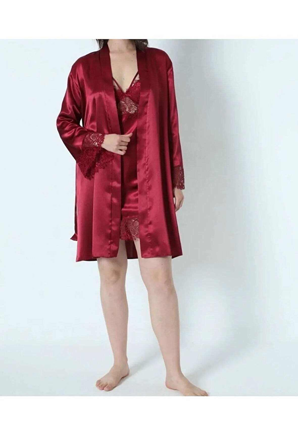 Kadın Bordo Saten Kutulu 6'lı Gelin Çeyiz Seti 8ROZELT670