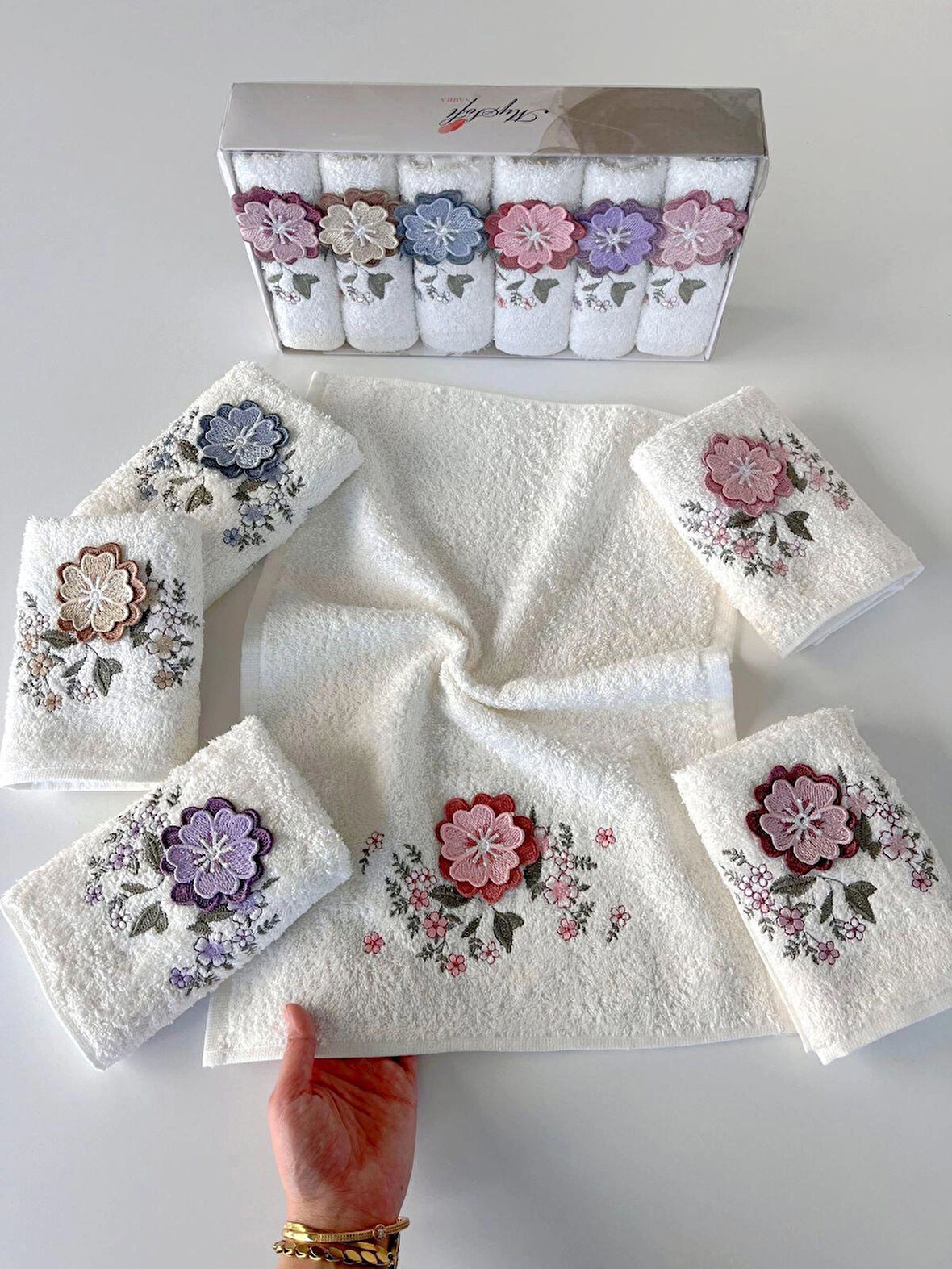 MYSOFT 6'LI 30X50 3D NAKIŞLI HAVLU - MENEKŞE