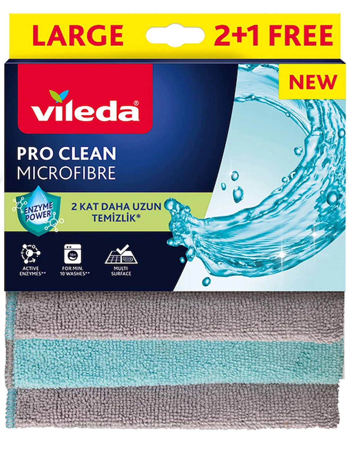 Vileda 3'lü Pro Clean Enzim Teknolojili Mikrofiber Temizlik Bezi
