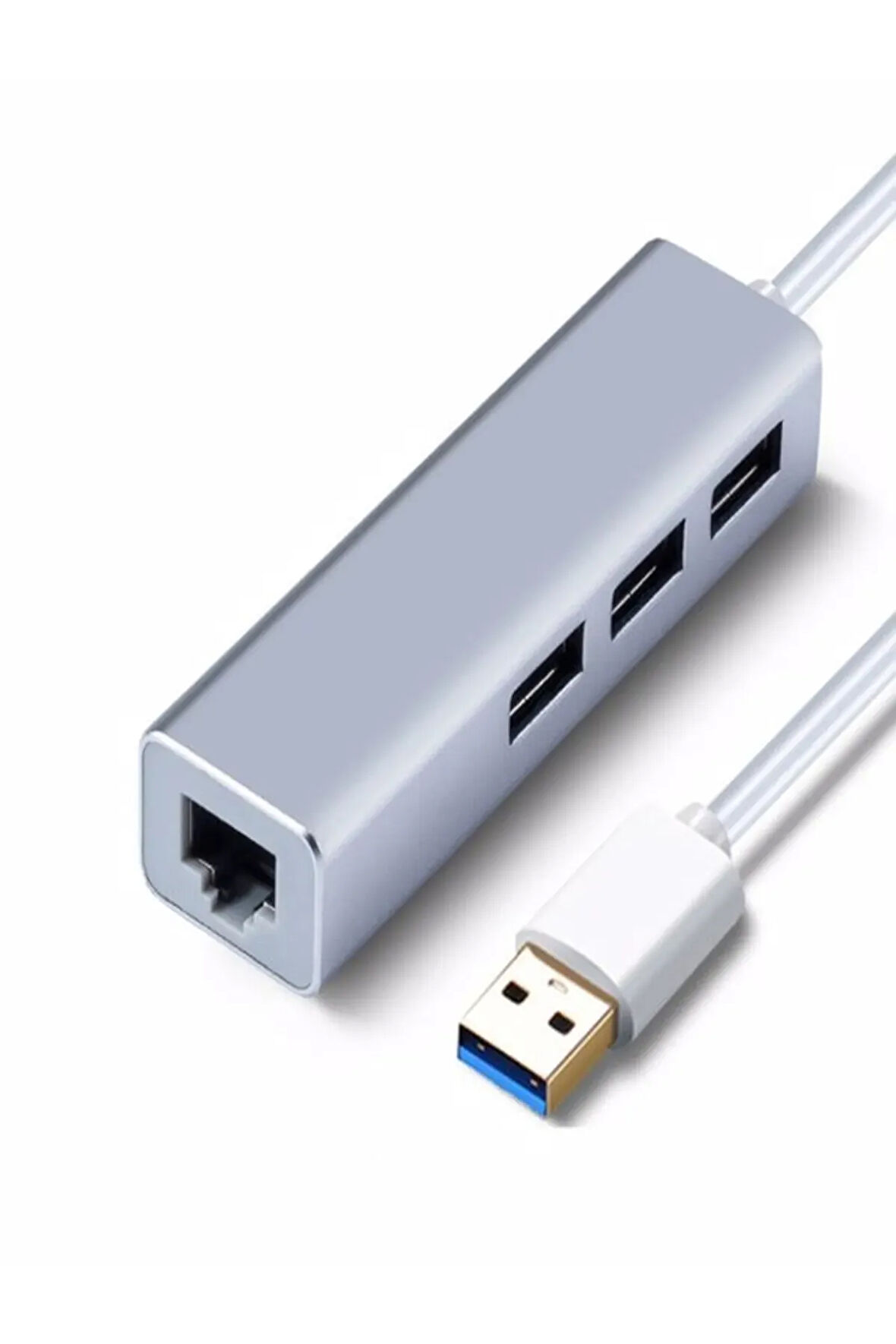 Usb 3.0 3 port Hub ve Gigabit Ethernet Uyumlu Adaptör Ikisi Bir Arada Usb Adaptör Alüminyum Kasa