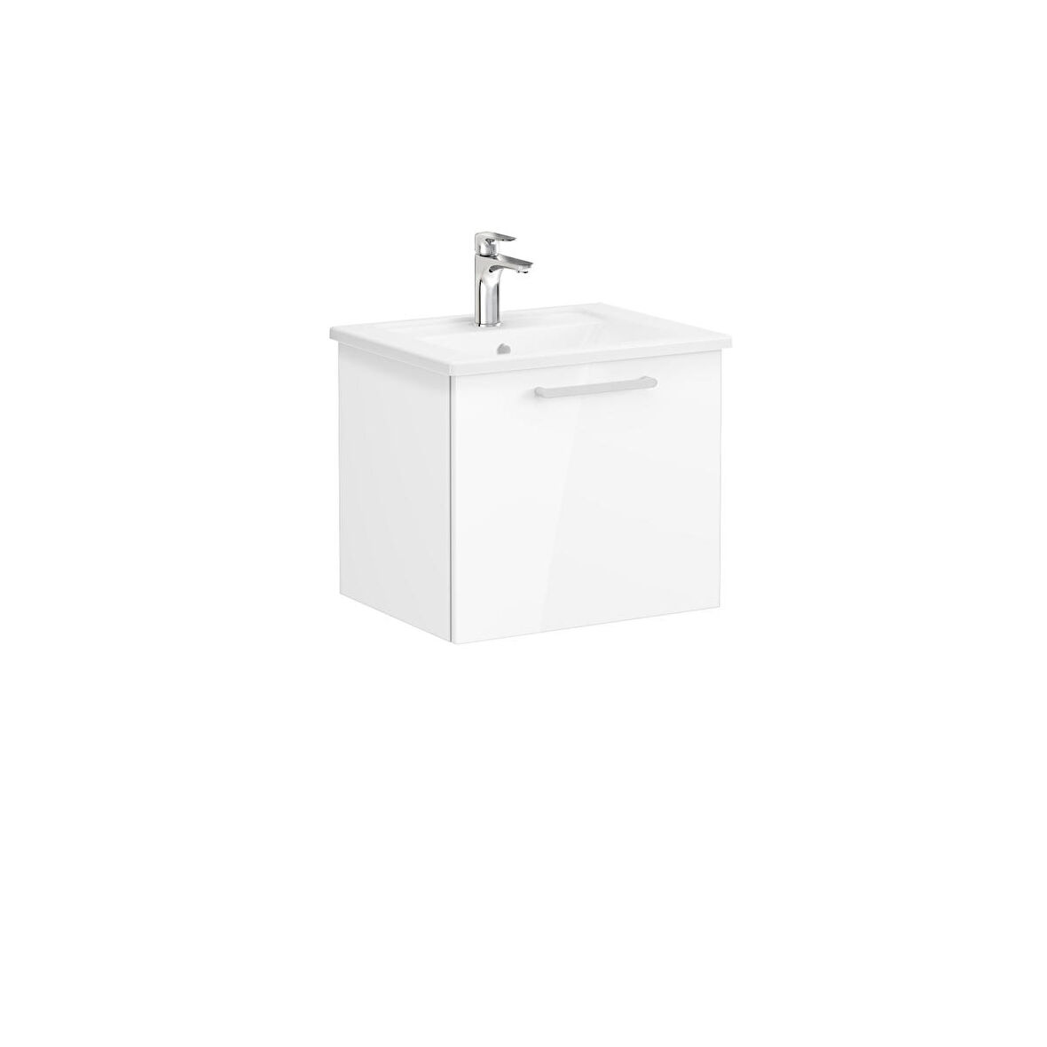 VitrA Root 66414  Lavabo Dolabı, Tek Çekmeceli, 60 cm, Parlak Beyaz, Köşeli Lavabolu