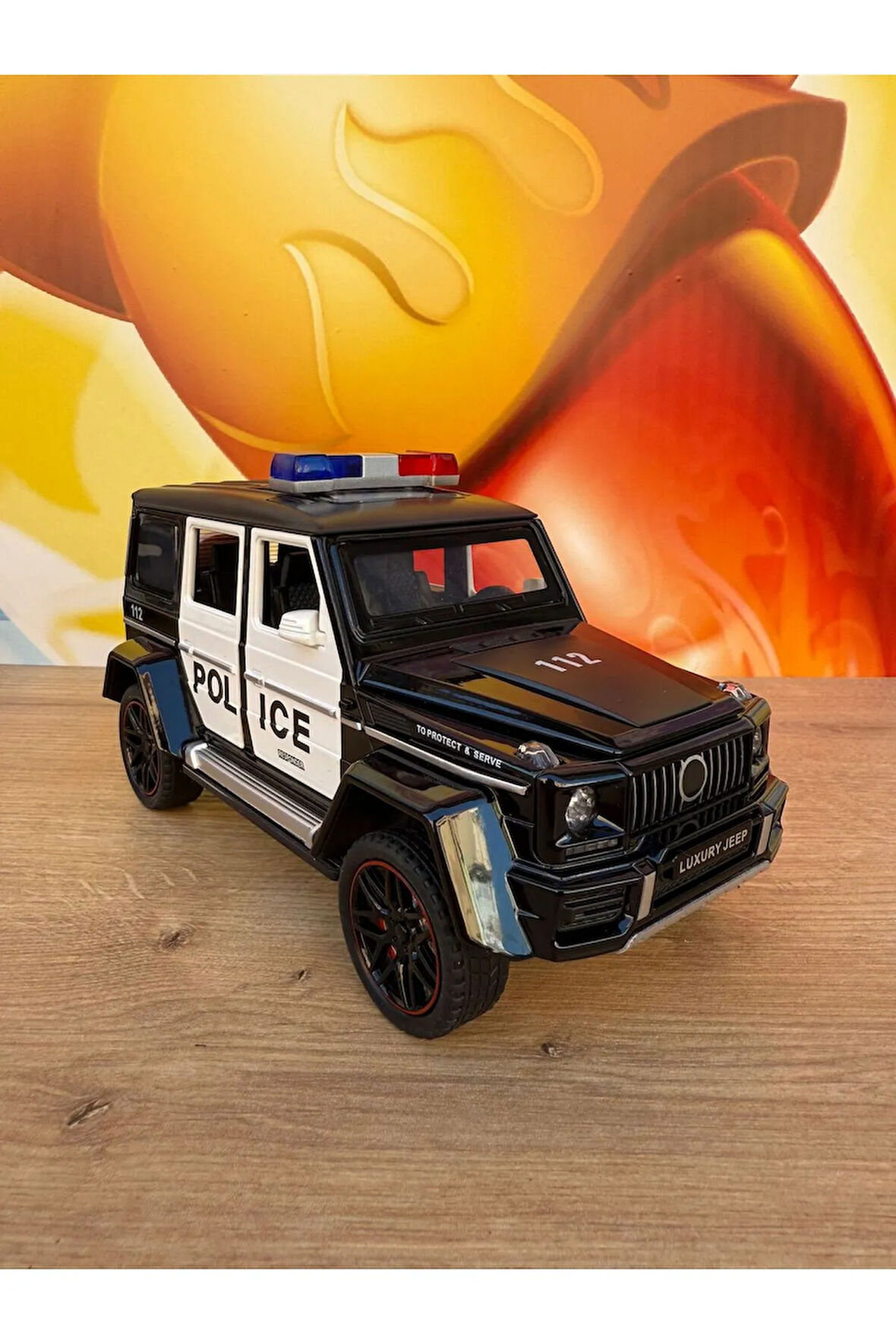 Mercedes G65 Diecast Model Araba 1:24 Polis Arabası Komple Metal Sesli Işıklı Tüm Kapılar Açılır