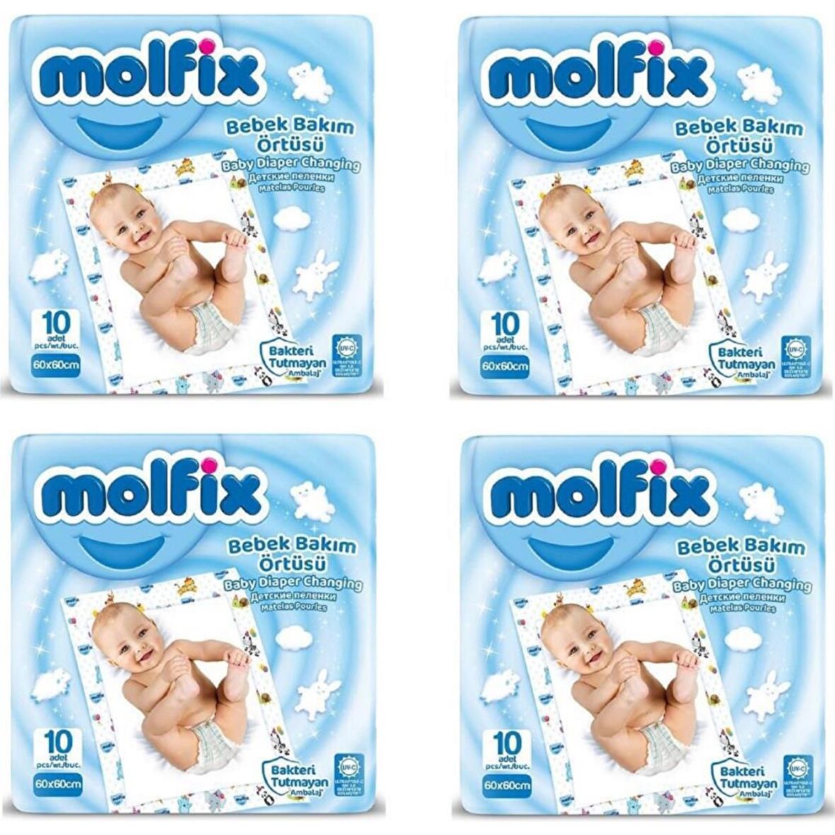 Molfix bebek bakım örtüsü 4 lü paket 40 adet 