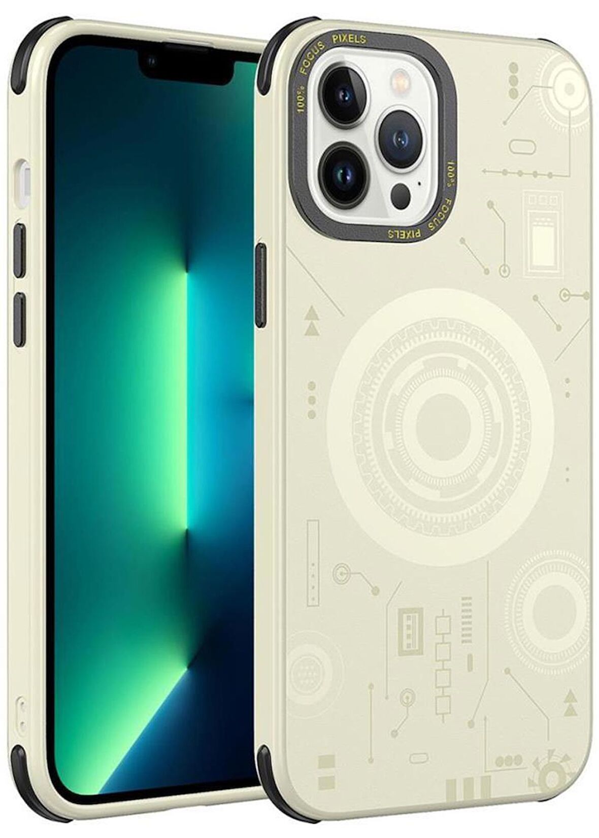 Apple iPhone 12 Pro Kılıf Wireless Şarj Özellikli Kenarları Antişok Desenli Hot Kapak