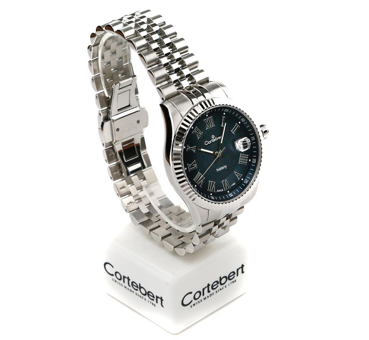 İsviçre Cortebert Safir Cam Erkek Kol Saati Laci
