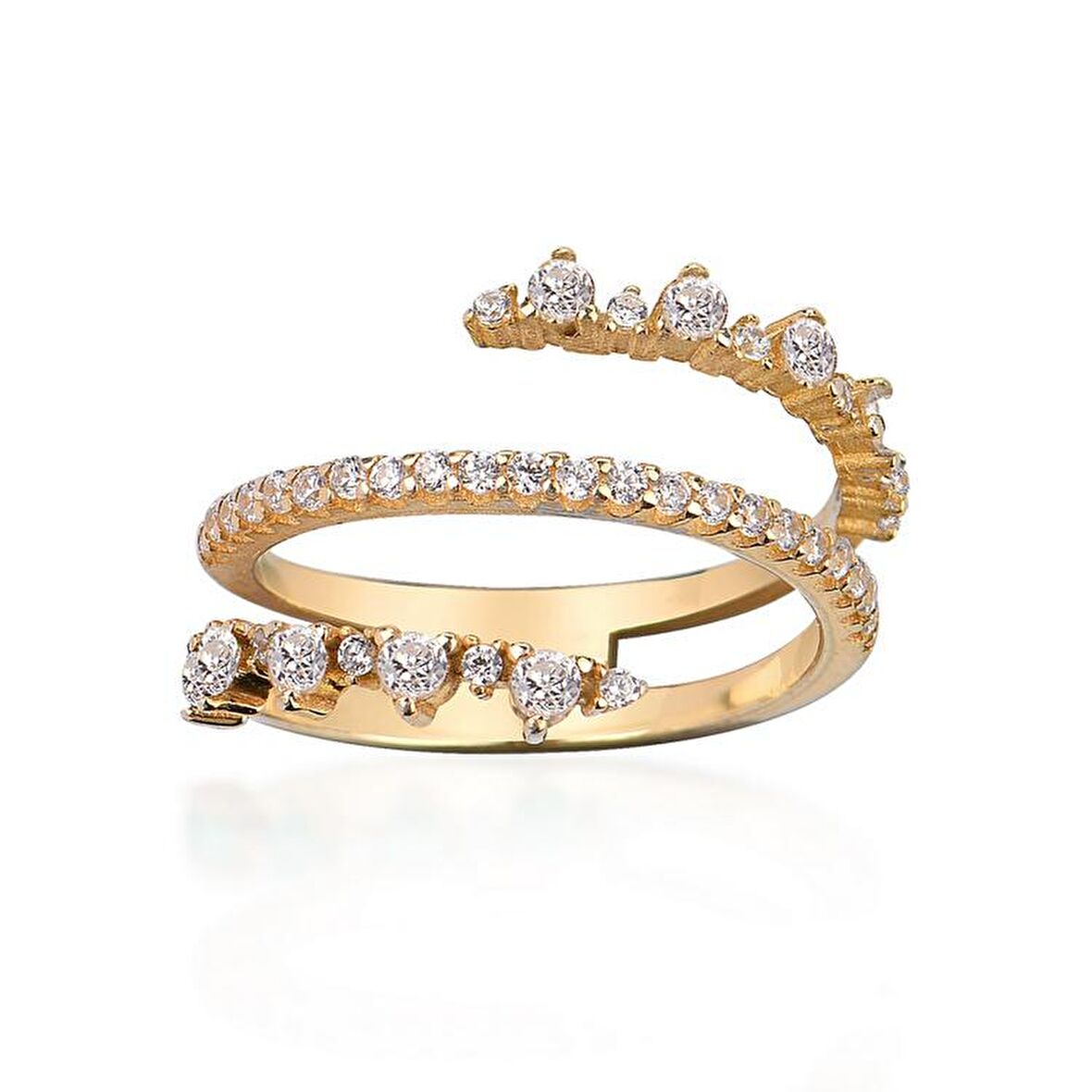 Zirkon Taşlı Pırlanta Montür Altın Kaplama Taşlı Gümüş Yüzük