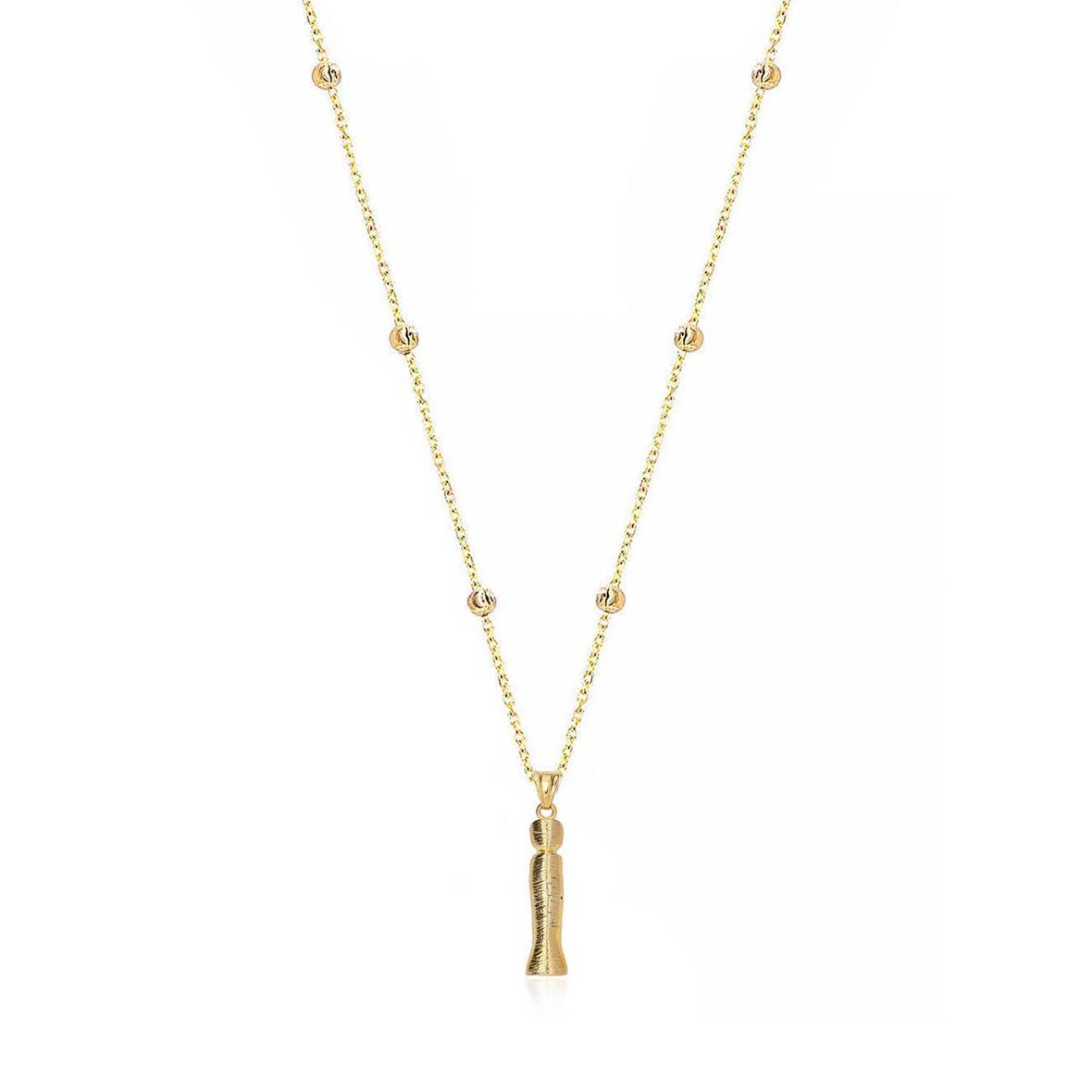 Altın Kaplama Bambu Desenli İ Harfi Gümüş Kolye