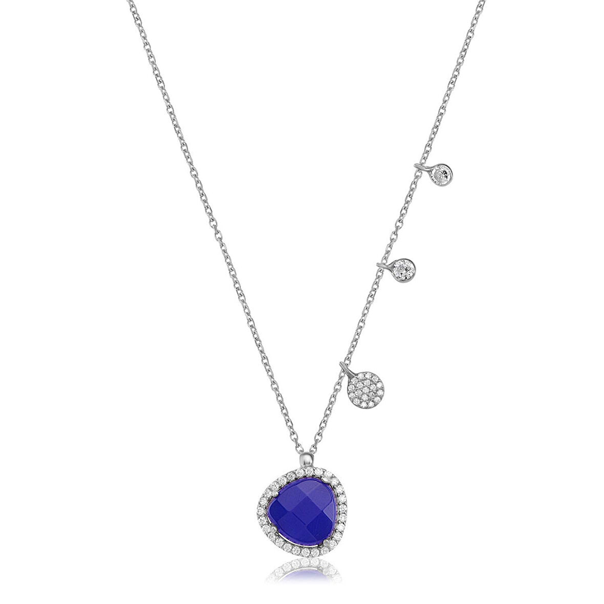 EMILIANO JEWELLERY 925 AYAR GÜMÜŞ ASİMETRİK TAŞLI KOLYE