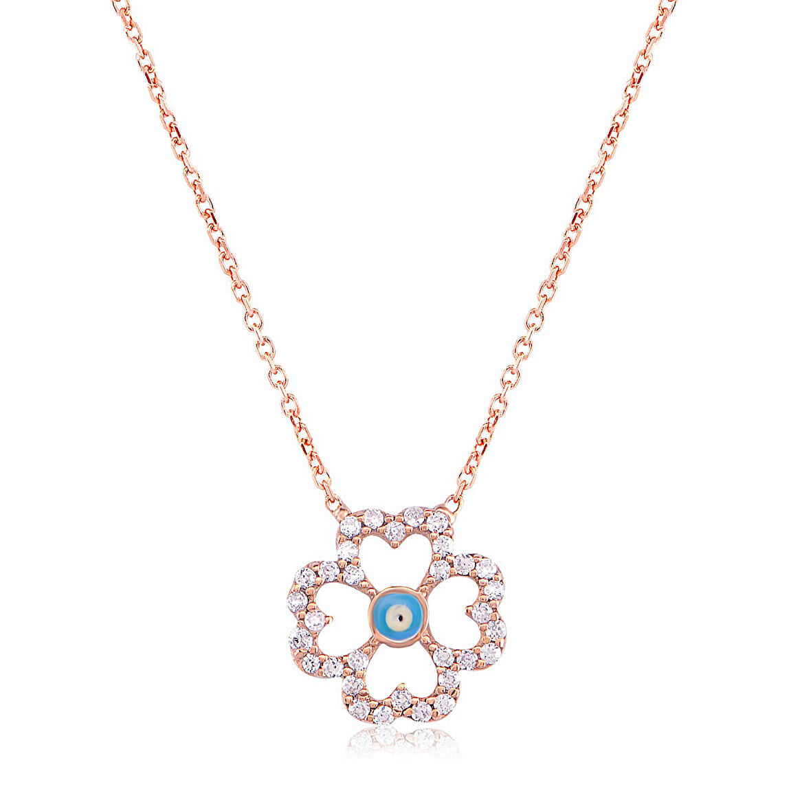 EMILIANO JEWELLERY 925 AYAR GÜMÜŞ ÇİÇEK MİNELİ KOLYE