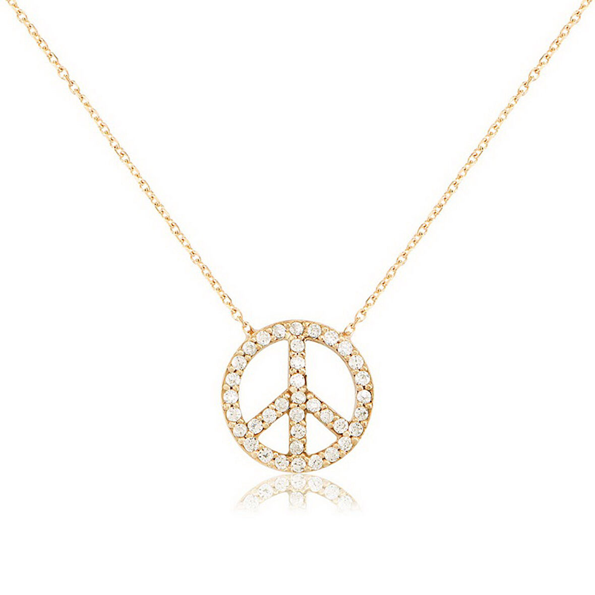 EMILIANO JEWELLERY 925 AYAR GÜMÜŞ ZİRKON TAŞLI  BARIŞ TEMALI KOLYE