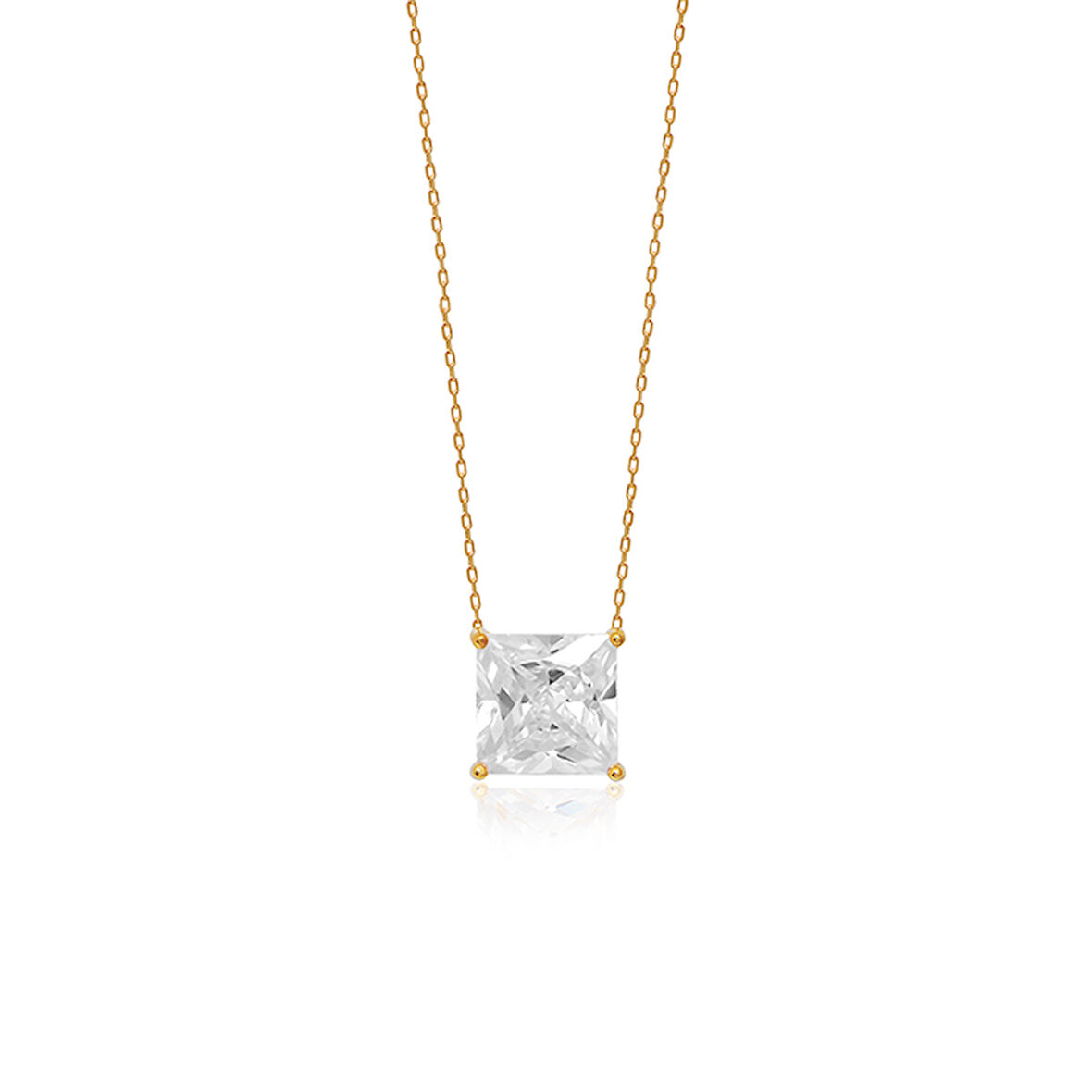 Zirkon Taşlı Pırlanta Montür Altın Kaplama Gümüş Kolye