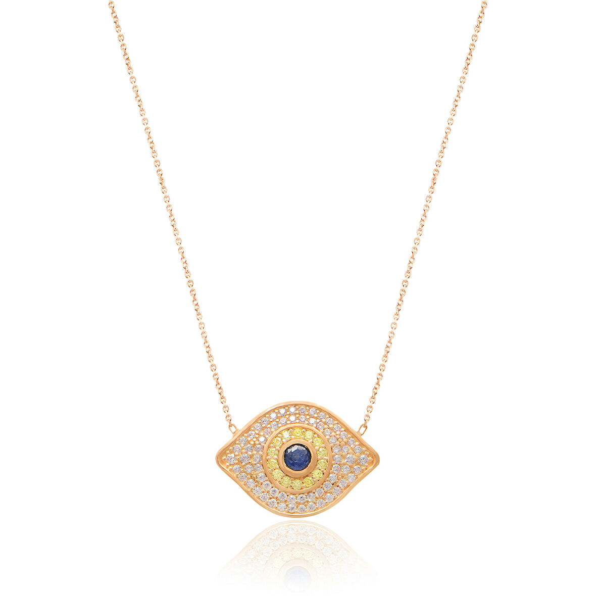 EMILIANO JEWELLERY SİLVER 925 AYAR ZİRKON TAŞLI GÖZ DESENLİ KOLYE