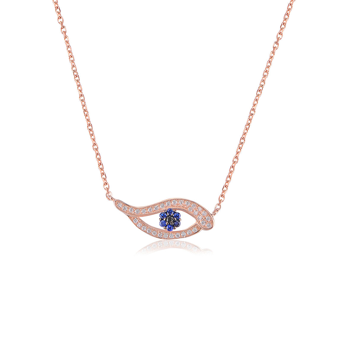 EMILIANO JEWELLERY SİLVER 925 AYAR ZİRKON TAŞLI GÖZ DESENLİ KOLYE