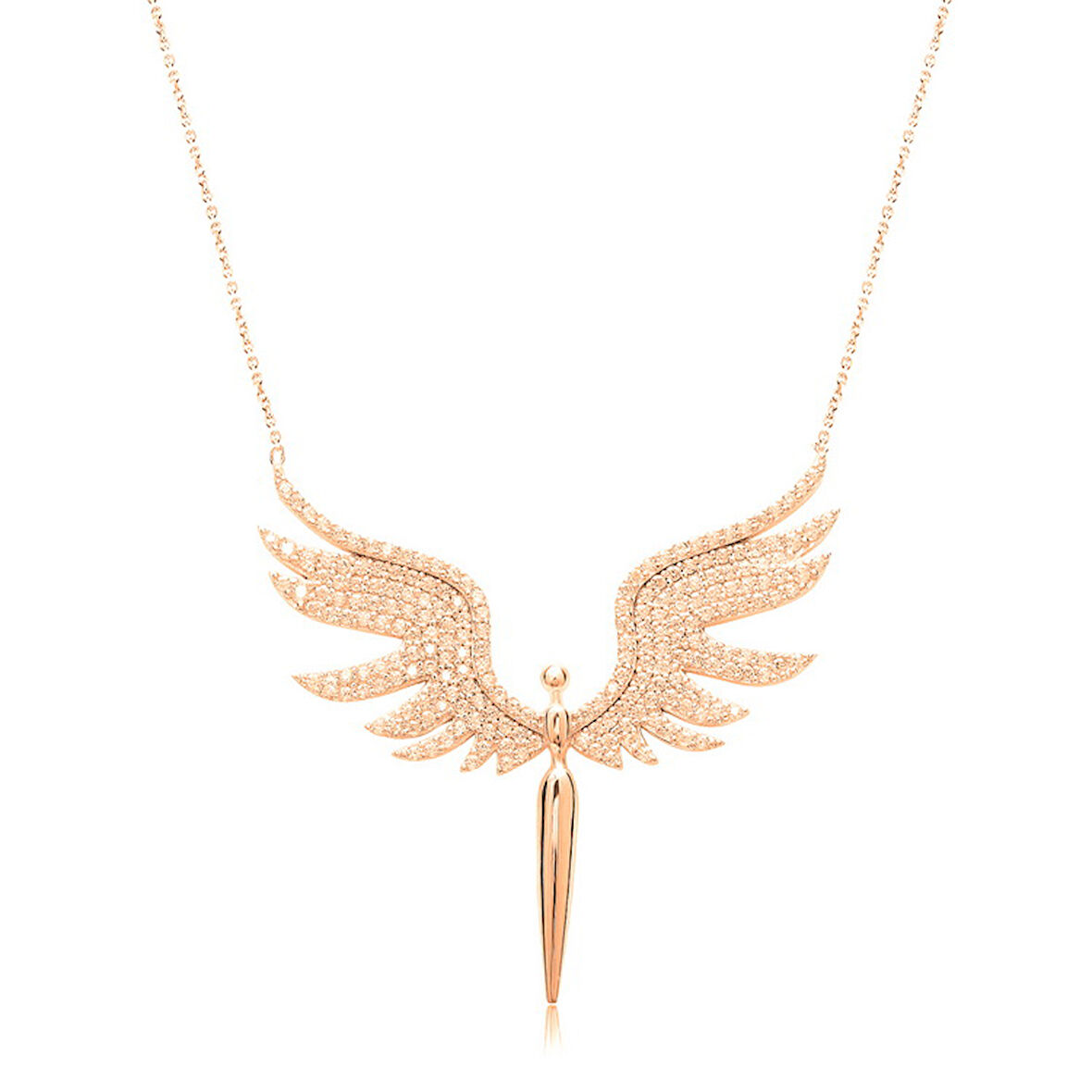 EMILIANO JEWELLERY SİLVER 925 AYAR ZİRKON TAŞLI KANAT DESENLİ KOLYE