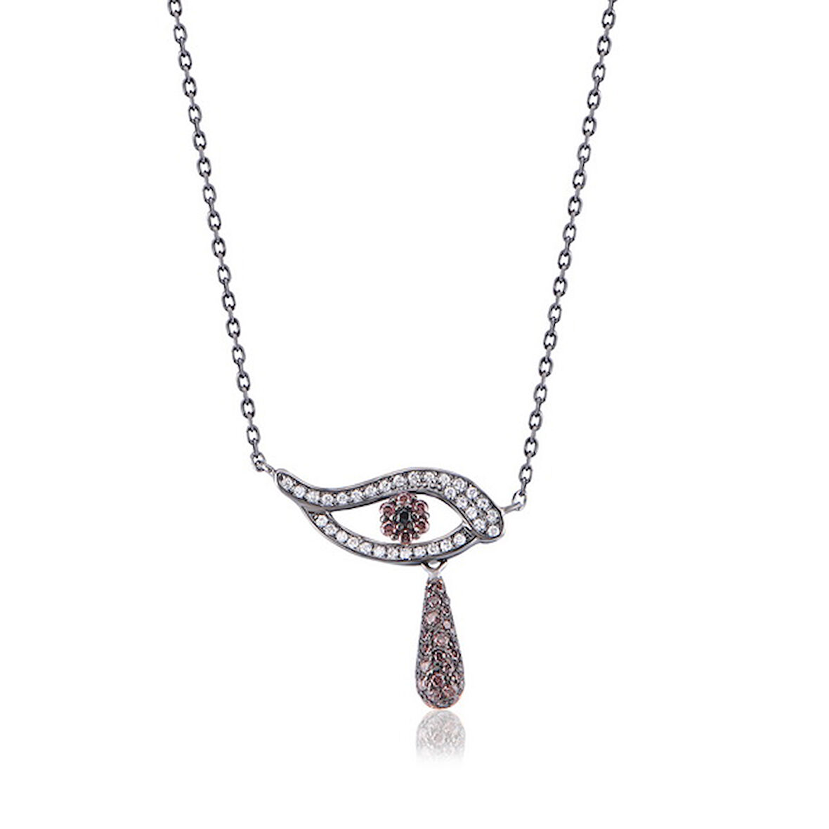 EMILIANO JEWELLERY 925 AYAR GÜMÜŞ ZİRKON TAŞLI GÖZ KOLYE