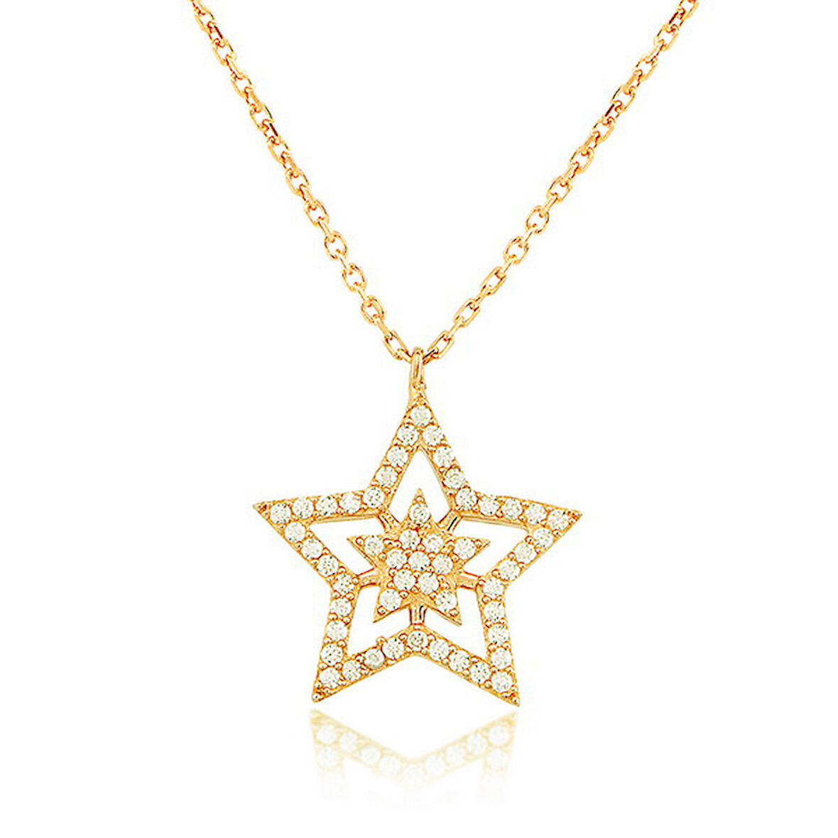 EMILIANO JEWELLERY 925 AYAR GÜMÜŞ ZİRKON TAŞLI YILDIZ KOLYE