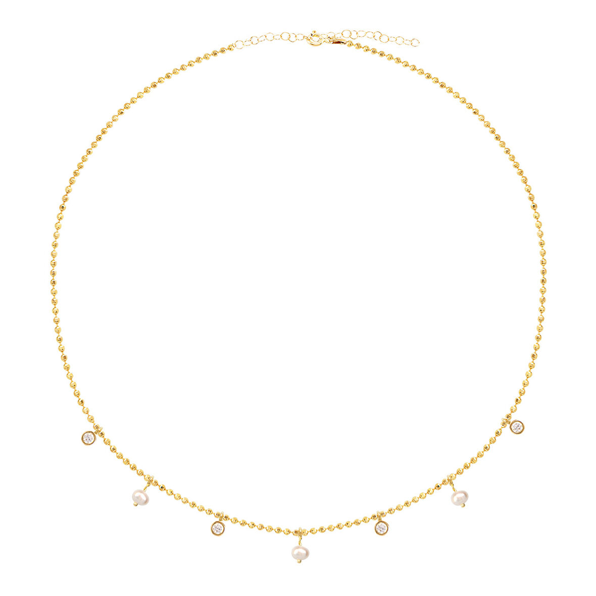 EMILIANO JEWELLERY 925 AYAR ZIRKON TAŞLI İNCİLİ KOLYE