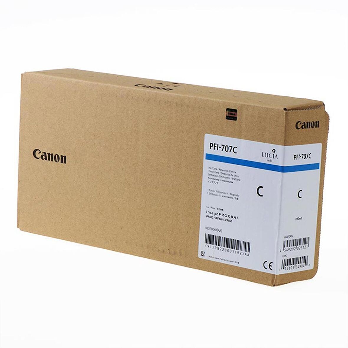 Feyza Bilişim Canon PFI-707 C (Cyan) Mavi Plotter Orijinal Mürekkep Kartuş 700 ml. (9822B001)