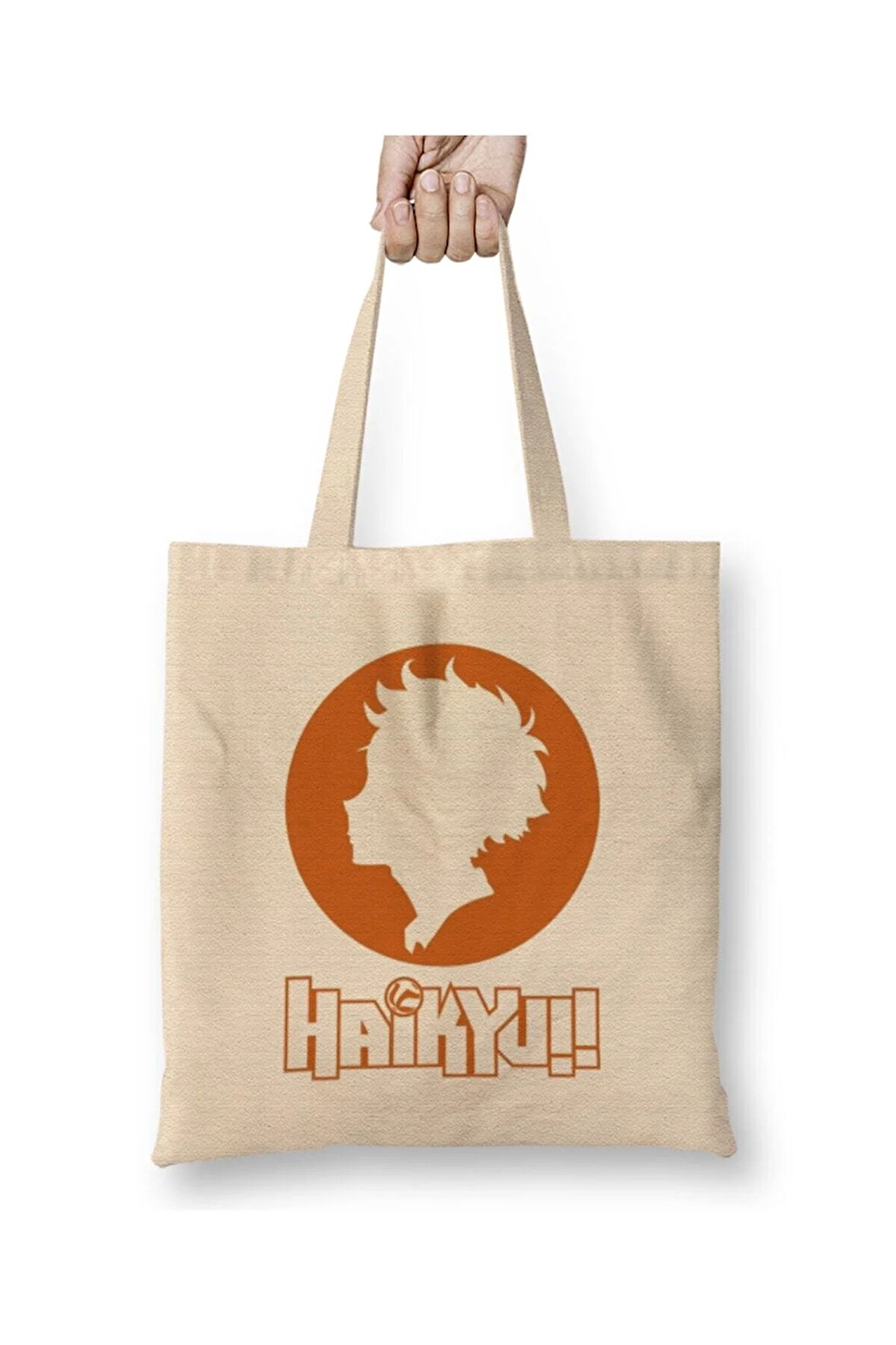 Haikyuu Anime Karasuno Shoyo Hinata Beyaz Bez Çanta Uzun Saplı Alışveriş Çantası Plaj Çantası